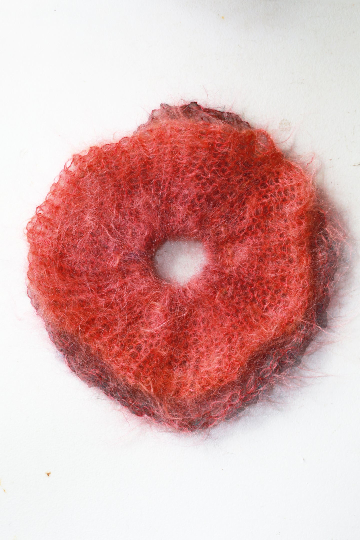 DOUBLE LAYERED MOHAIR SCRUNCHIE - ORANGES & VIOLETS