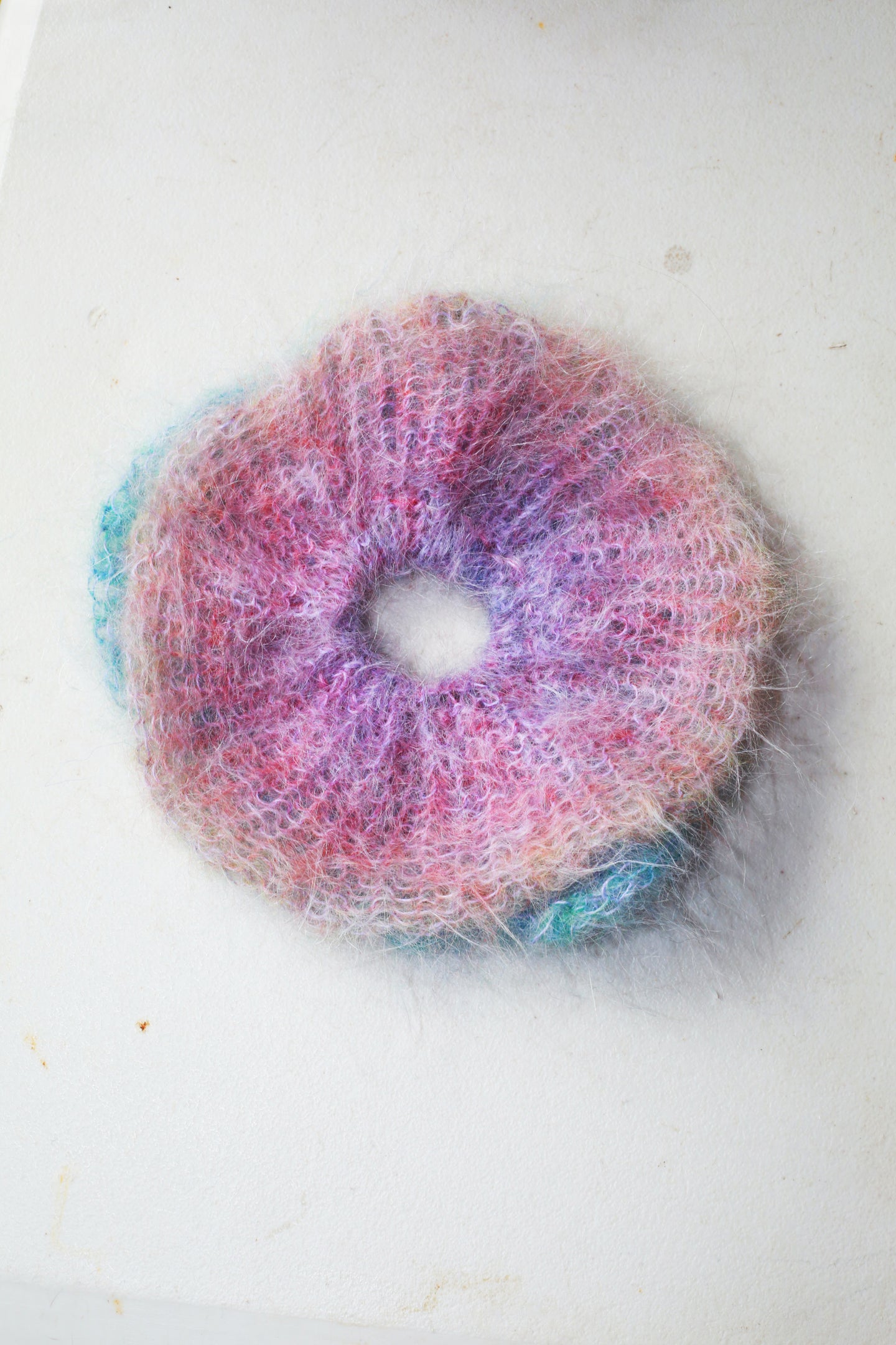 DOUBLE LAYERED MOHAIR SCRUNCHIE - BLUES, PINKS & PURPLES
