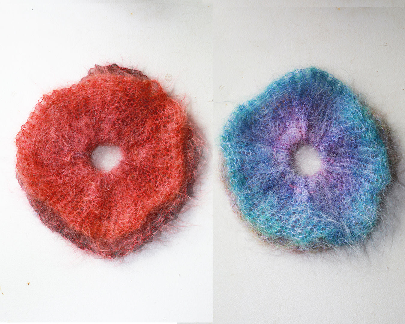 2 X DOUBLE LAYERED MOHAIR SCRUNCHIES