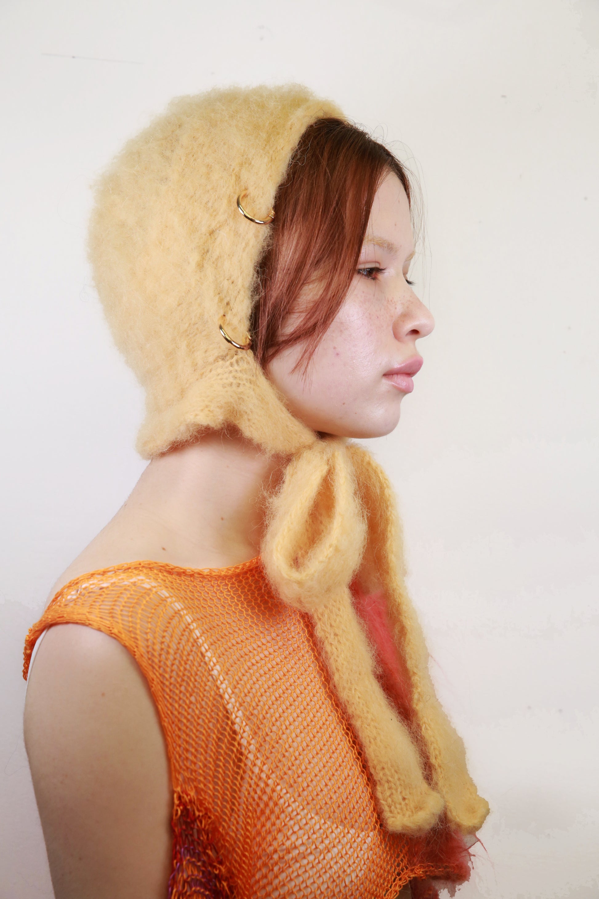 (MADE TO ORDER) POWDER YELLOW PIERCING BONNET