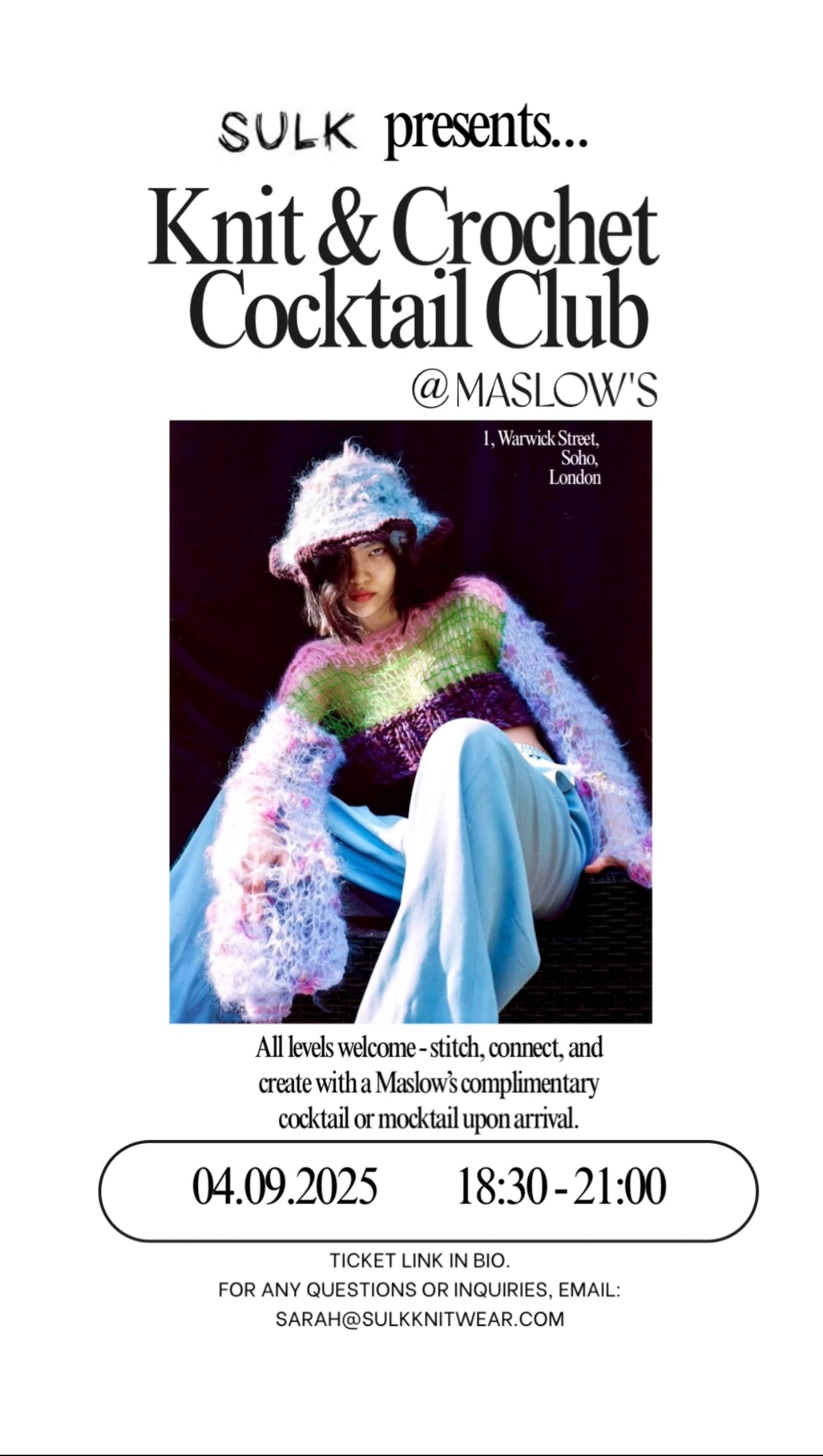 SULK KNITWEAR X MASLOW'S - KNIT & CROCHET COCKTAIL CLUB EVENT TICKET