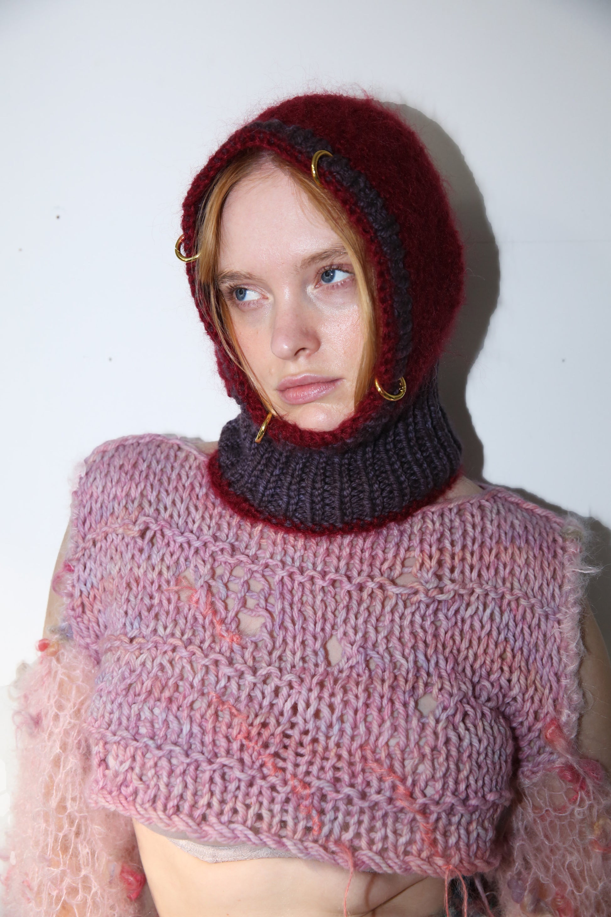 (TWO AVAILABLE) PURPLE-BROWN & CLARET PIERCING BALACLAVA