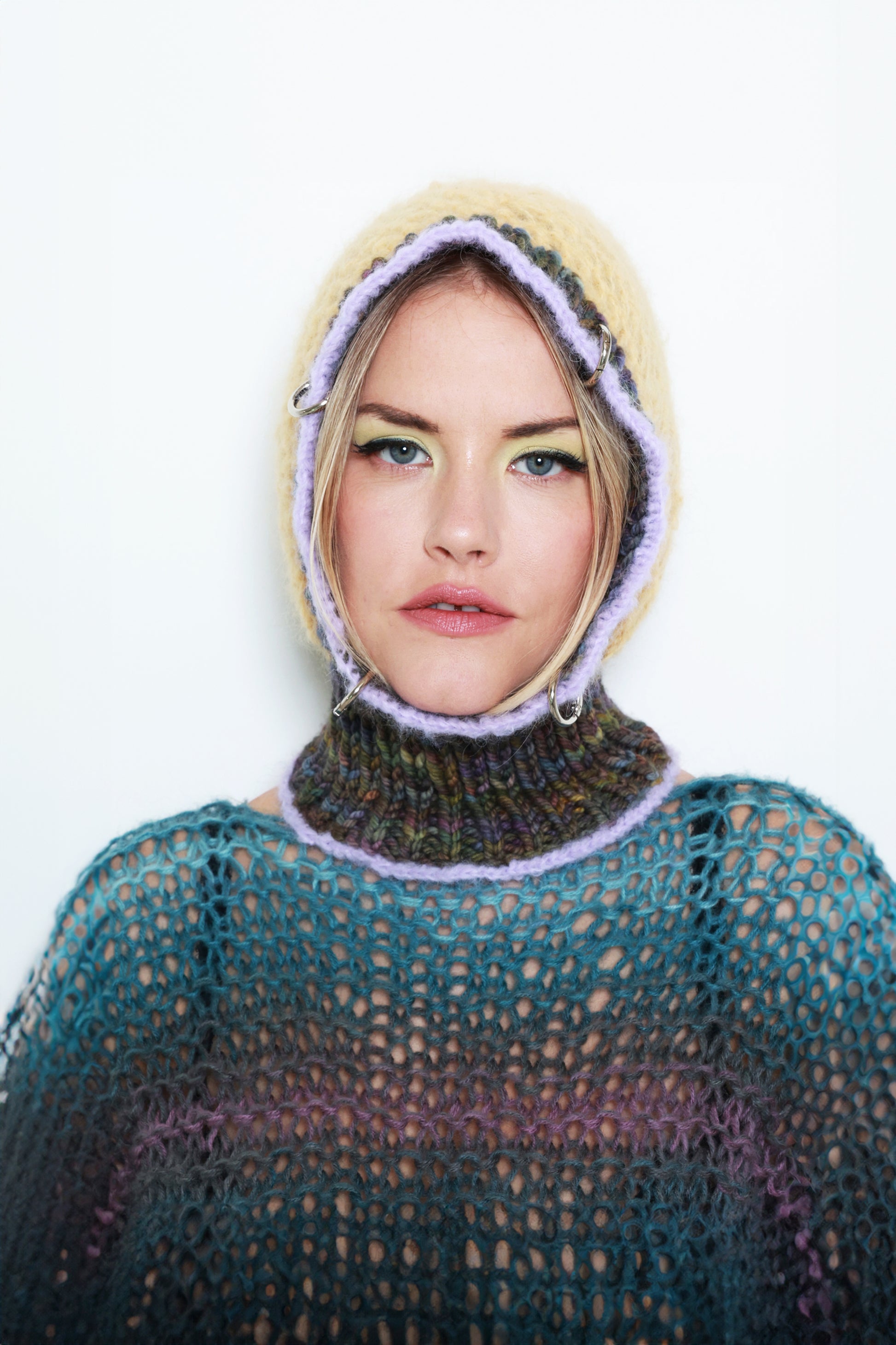 (ONE OF A KIND) BUTTERCUP YELLOW, LILAC & MELANGE PIERCING BALACLAVA