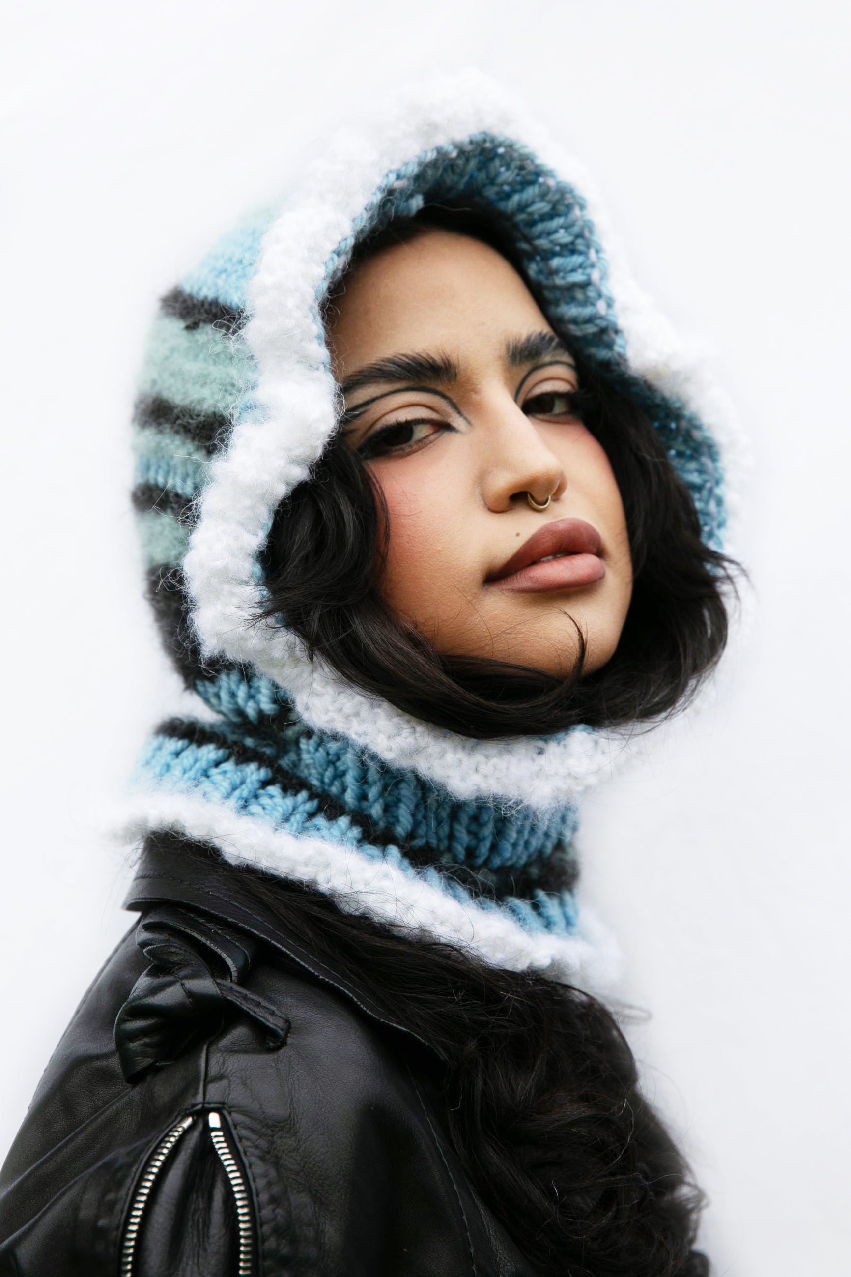 BLUE, WHITE & BLACK HEAVYWEIGHT FRILL BALACLAVA