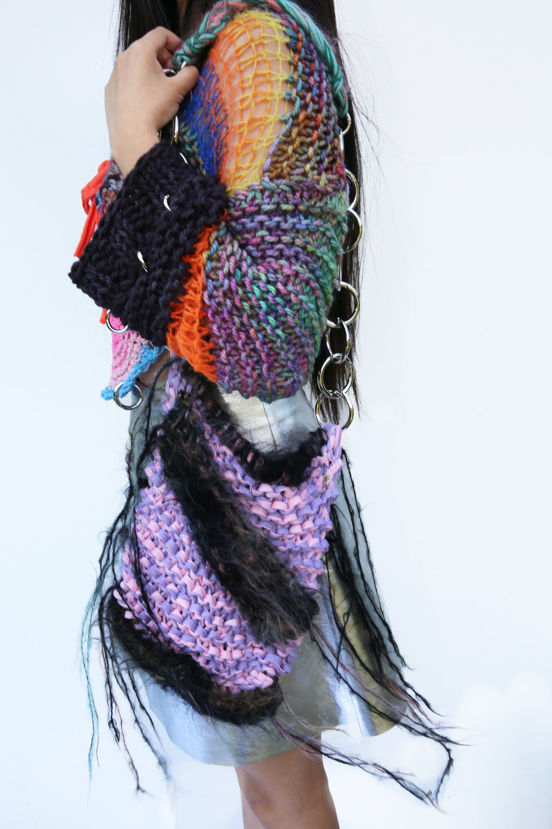 PURPLE AURAS COTTON KNITTED BAG