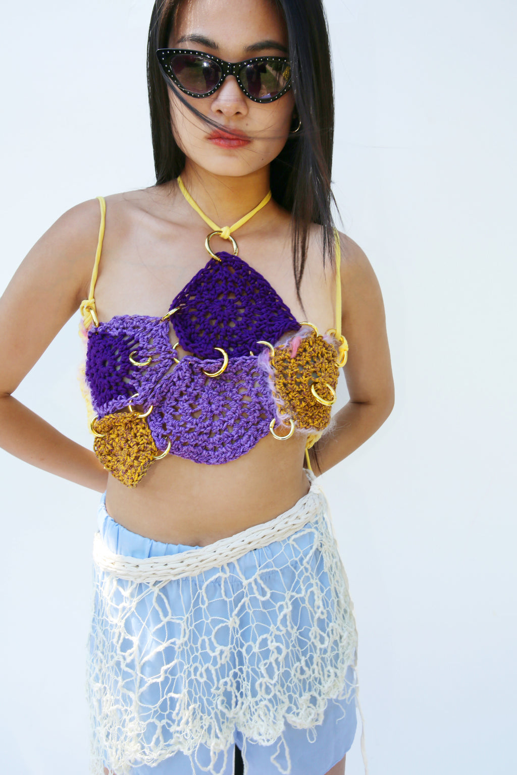 MELLOW YELLOW CROCHET PIERCING TOP
