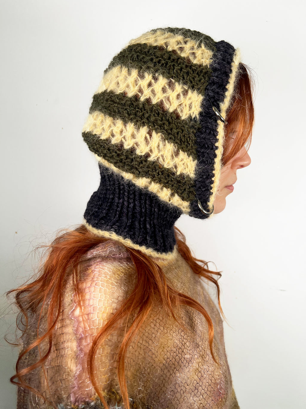 (ONE OF A KIND) YELLOW, KHAKI & BLACK PIERCING BALACLAVA