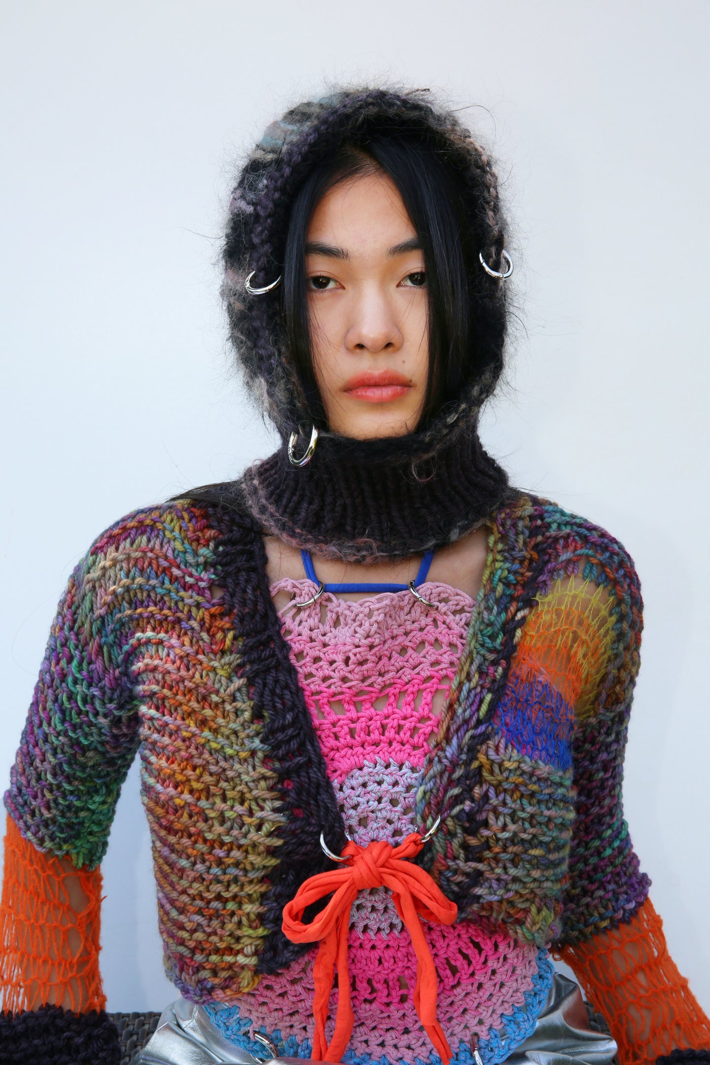 SPACE MARL MULTICOLOUR & CHARCOAL PIERCING BALACLAVA