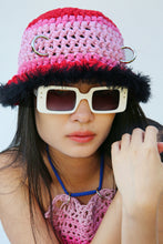 Load image into Gallery viewer, PINK &amp; BLACK CROCHET PIERCING COTTON HAT
