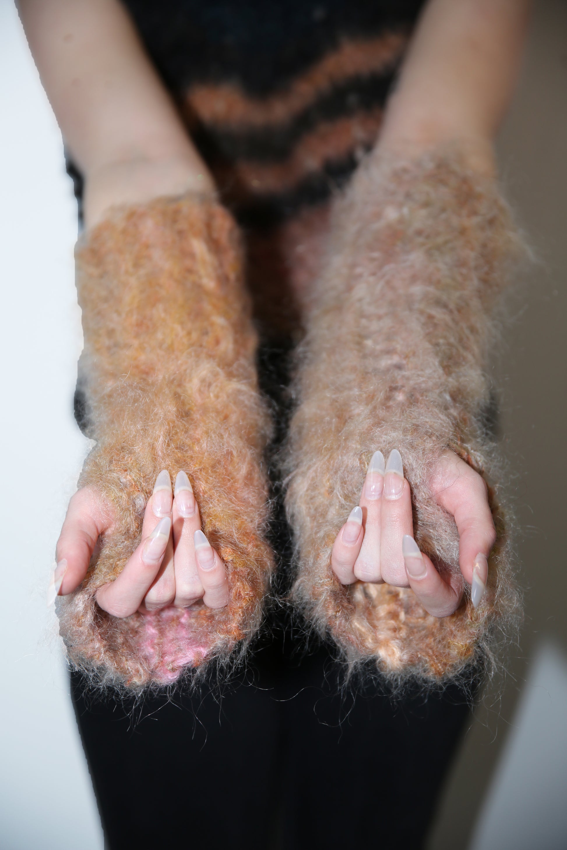 HONEYCOMB, APRICOT & CORAL MISMATCHED STRIPE ARM/LEGWARMERS