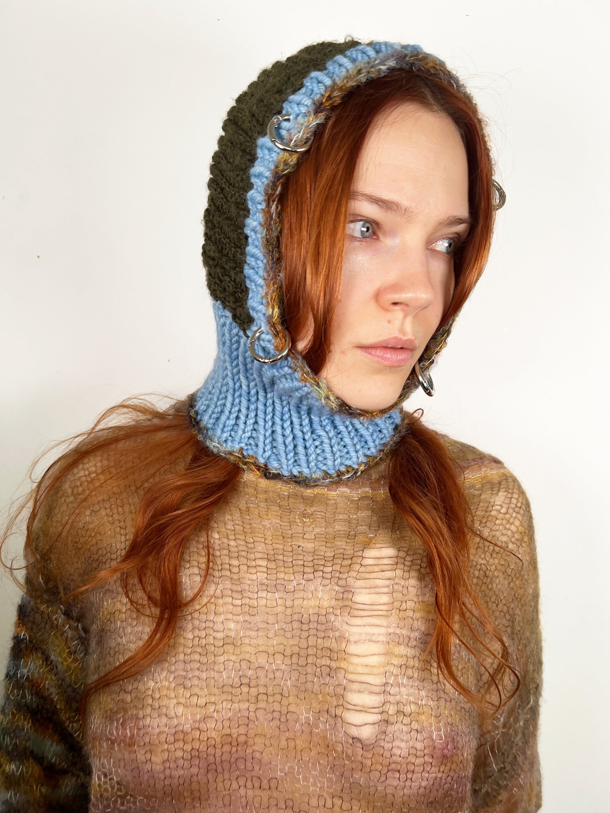 (ONE OF A KIND) BLUE & KHAKI PIERCING BALACLAVA