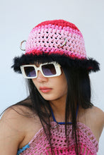 Load image into Gallery viewer, PINK &amp; BLACK CROCHET PIERCING COTTON HAT
