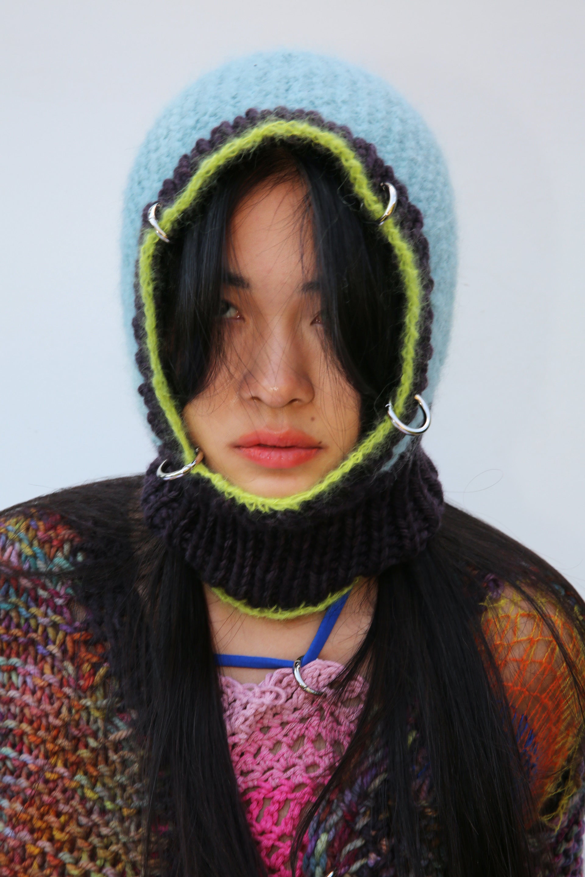 CHARCOAL, NEON GREEN & BLUE PIERCING BALACLAVA