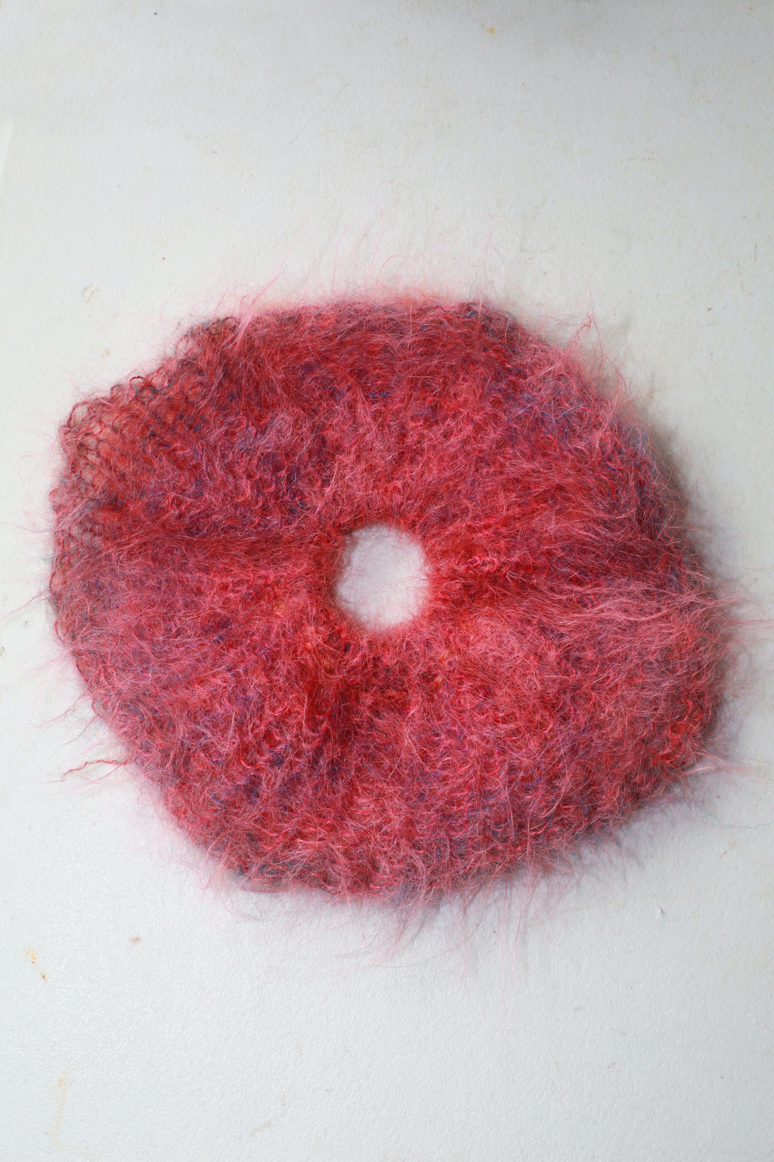 DOUBLE LAYERED MOHAIR SCRUNCHIE - ORANGES & VIOLETS
