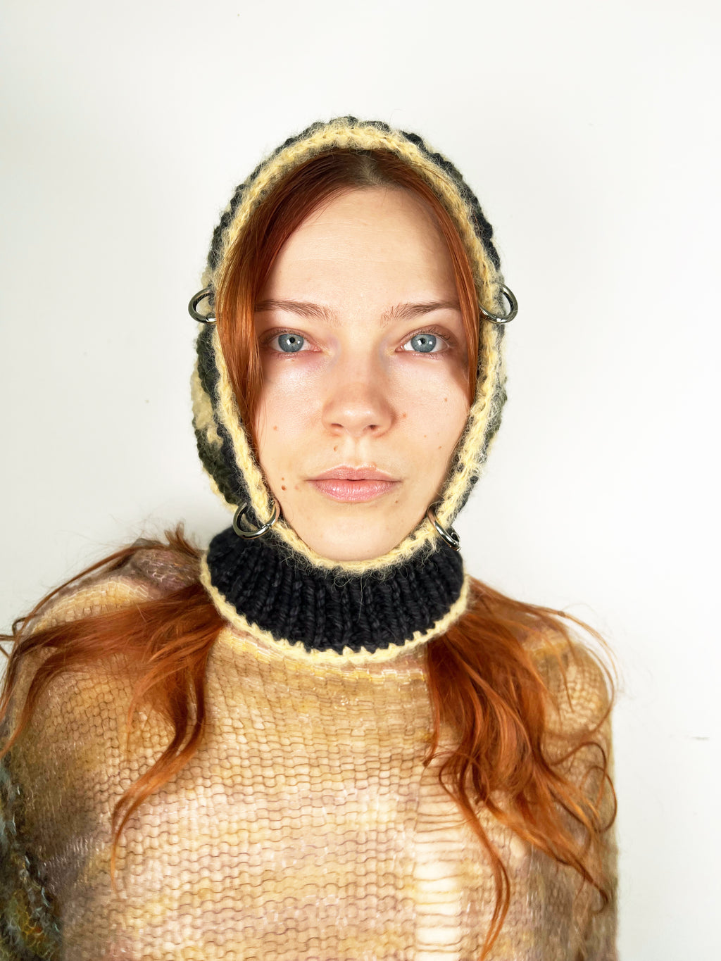 (ONE OF A KIND) YELLOW, KHAKI & BLACK PIERCING BALACLAVA