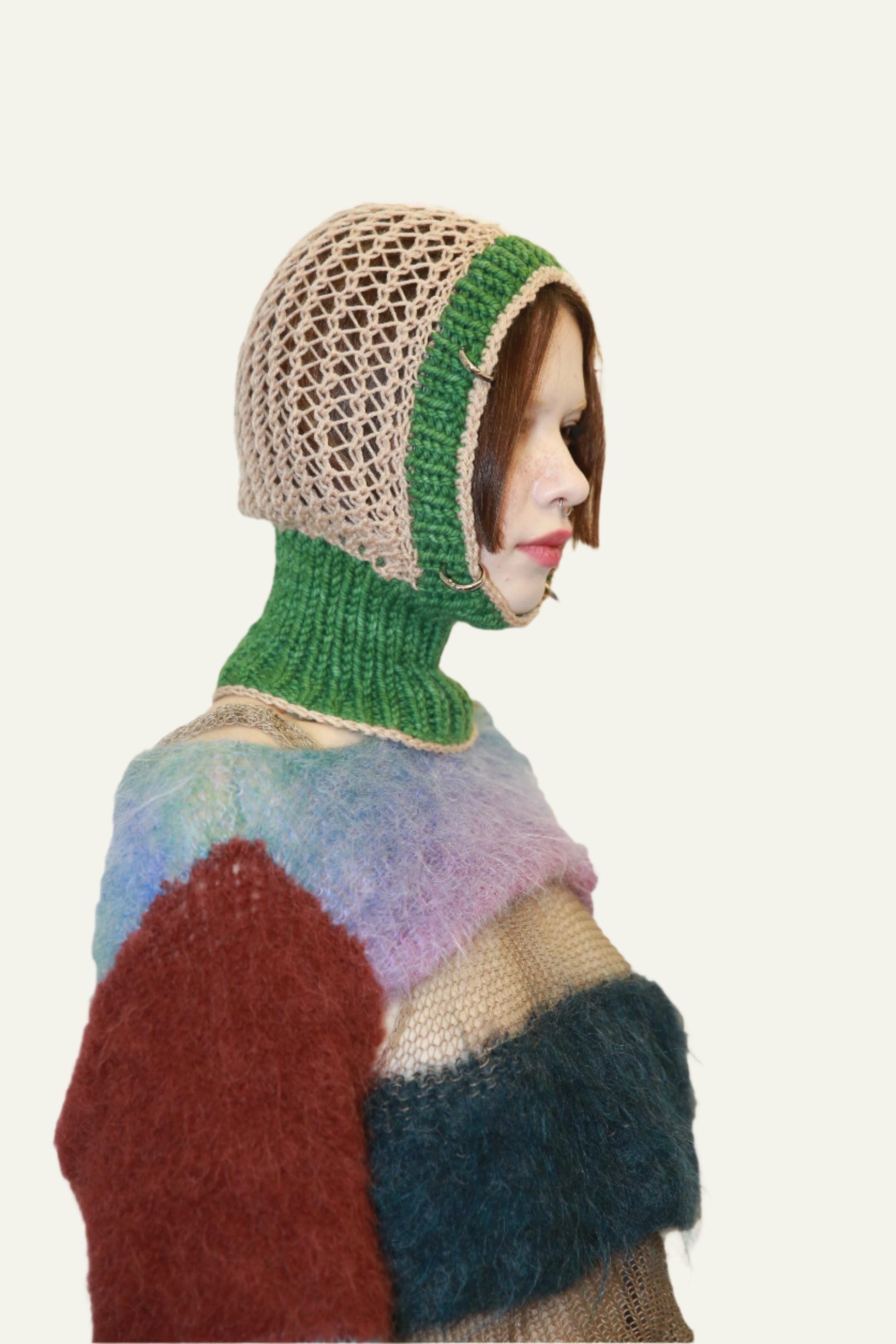 TRUE GREEN & EGGSHELL PIERCING BALACLAVA