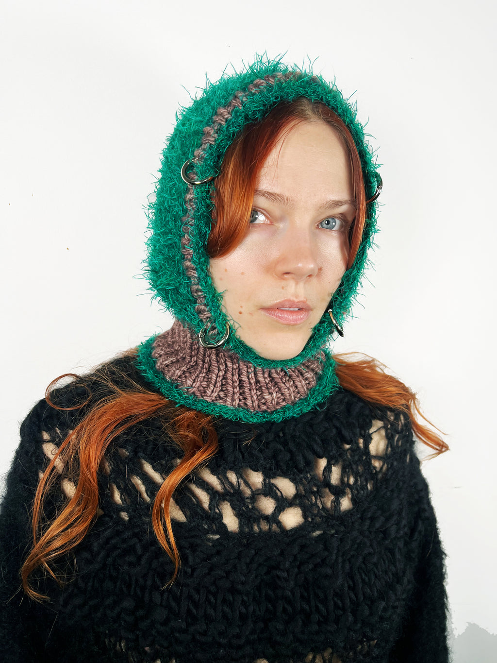 (TWO AVAILABLE) GREEN & TAUPE PIERCING BALACLAVA