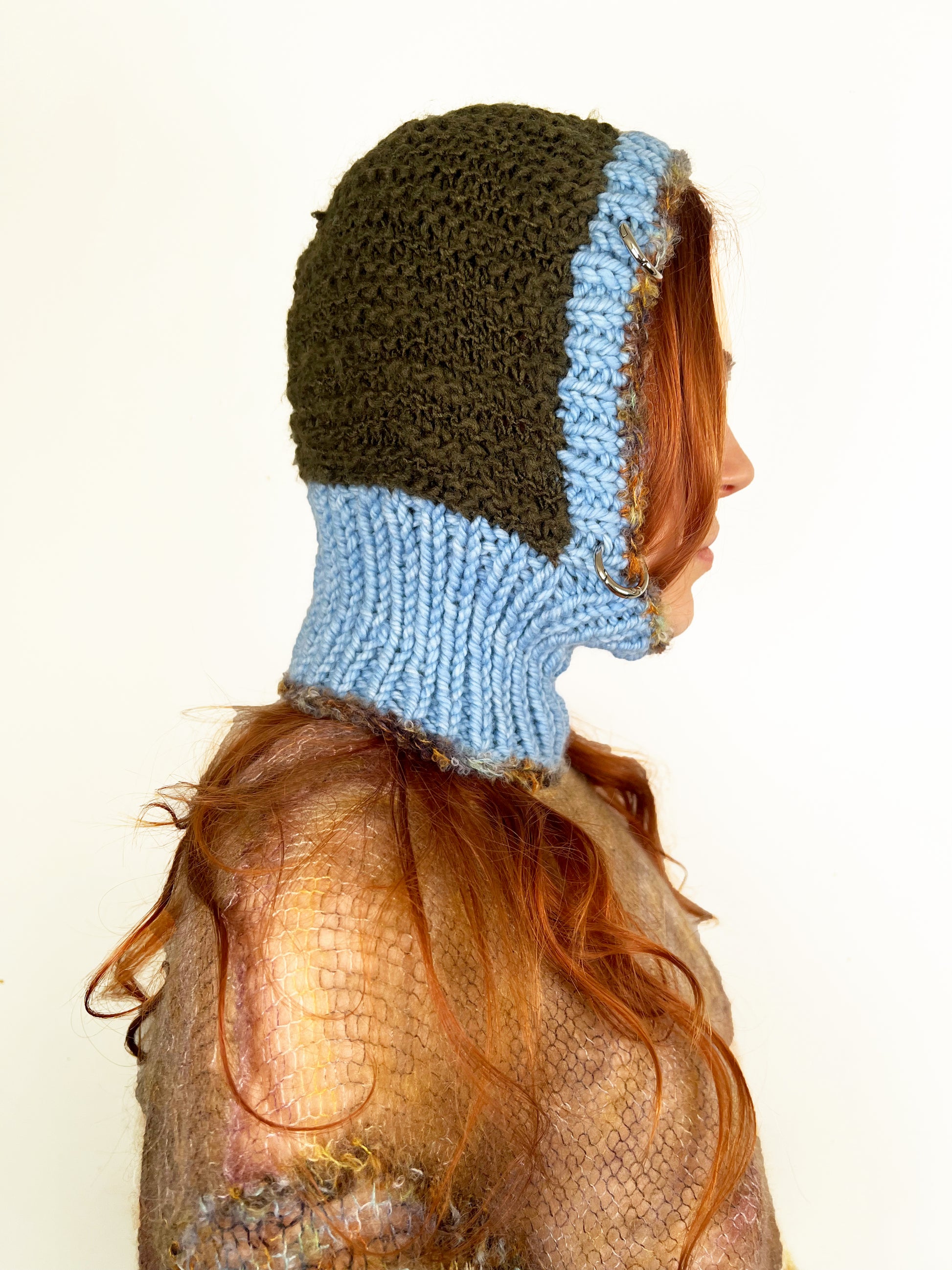 (ONE OF A KIND) BLUE & KHAKI PIERCING BALACLAVA
