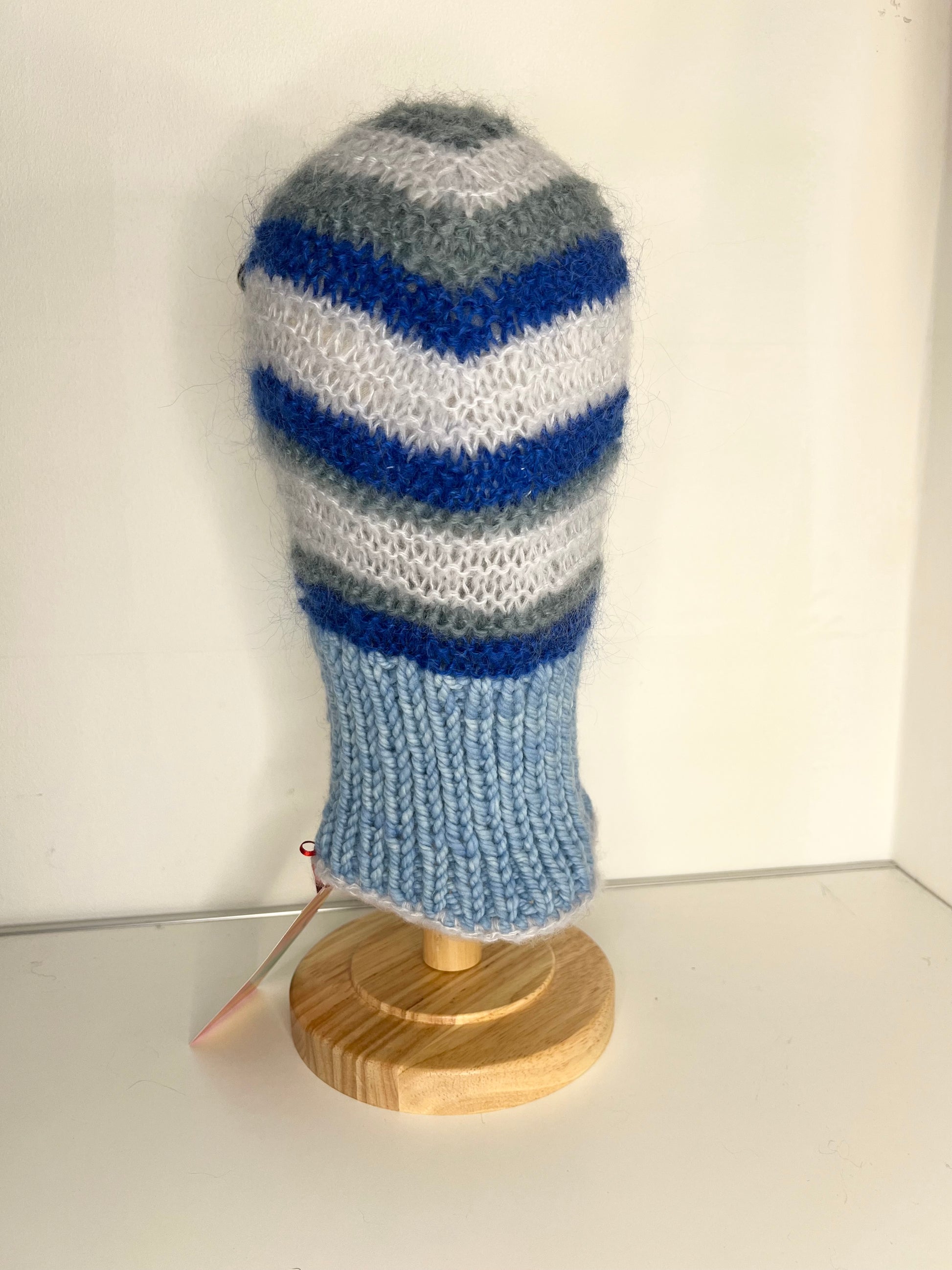 (ONE OF A KIND) BLUE & GREY STRIPE PIERCING BALACLAVA