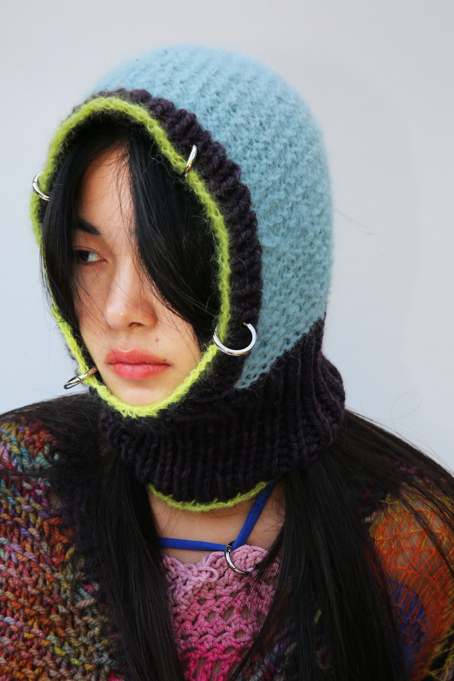 CHARCOAL, NEON GREEN & BLUE PIERCING BALACLAVA