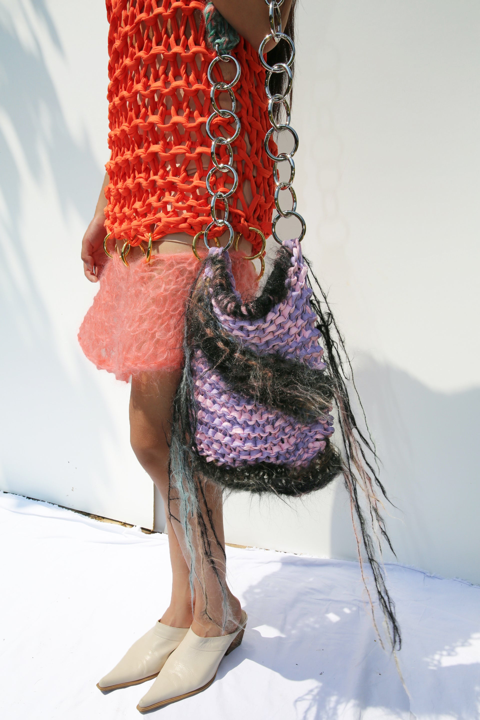 PURPLE AURAS COTTON KNITTED BAG