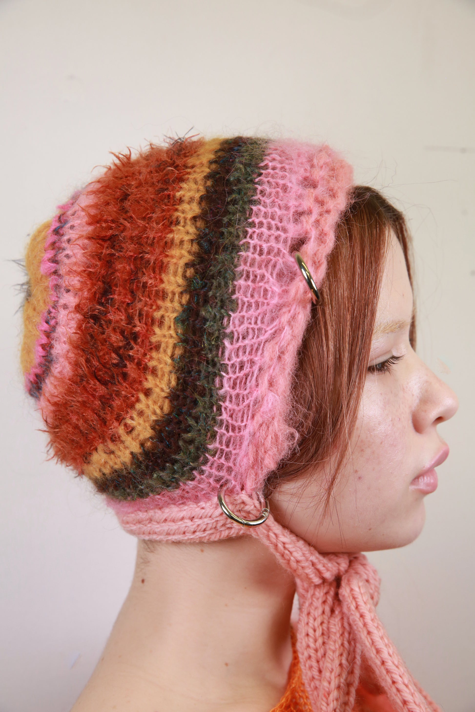 PINK, MUSTARD, BURNT ORANGE & KHAKI PIERCING BONNET