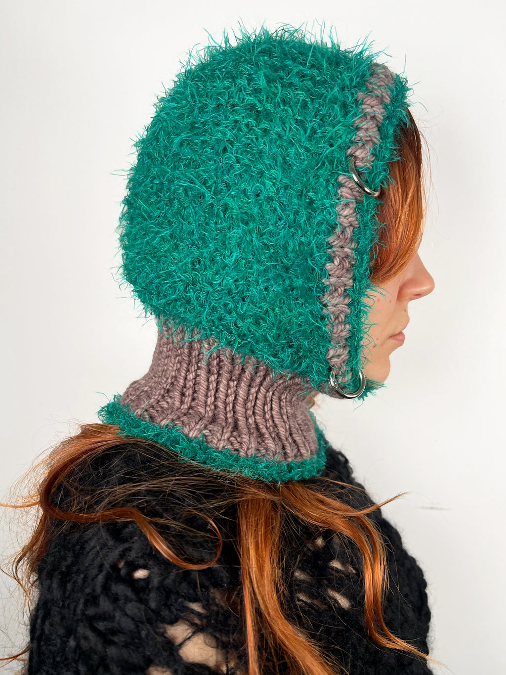 (TWO AVAILABLE) GREEN & TAUPE PIERCING BALACLAVA
