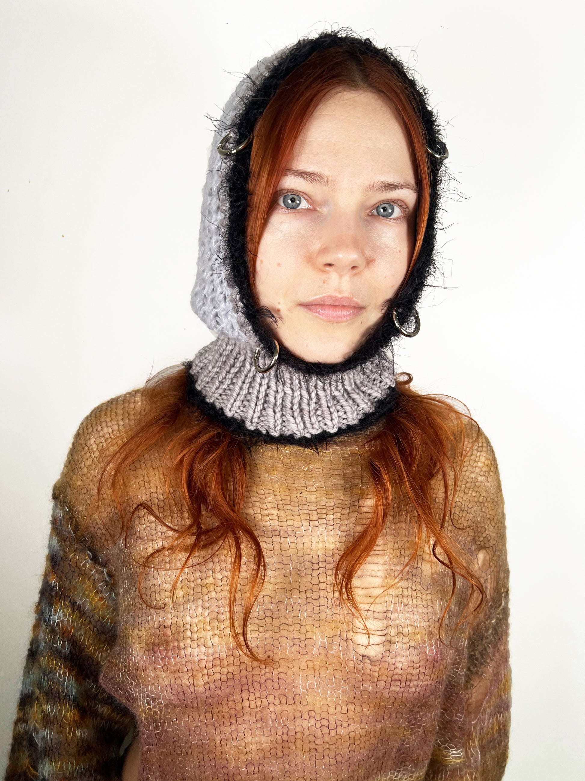 (TWO AVAILABLE) GREY & BLACK PIERCING BALACLAVA