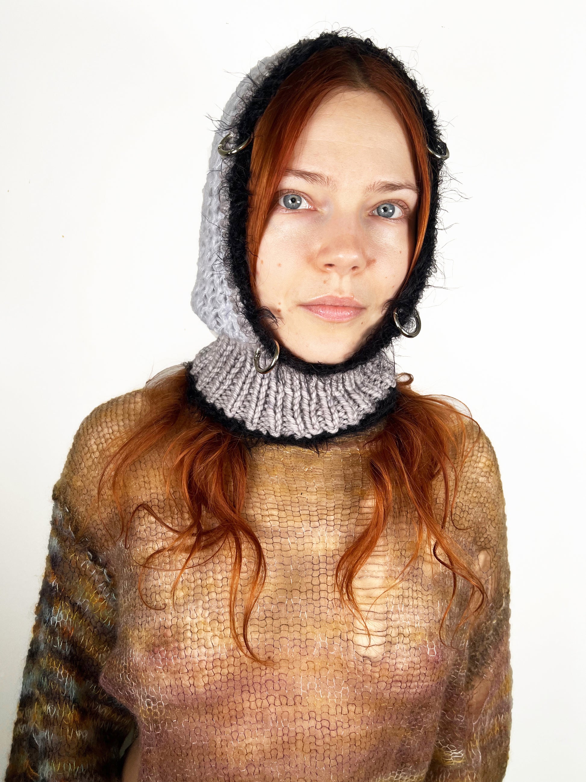 (TWO AVAILABLE) GREY & BLACK PIERCING BALACLAVA