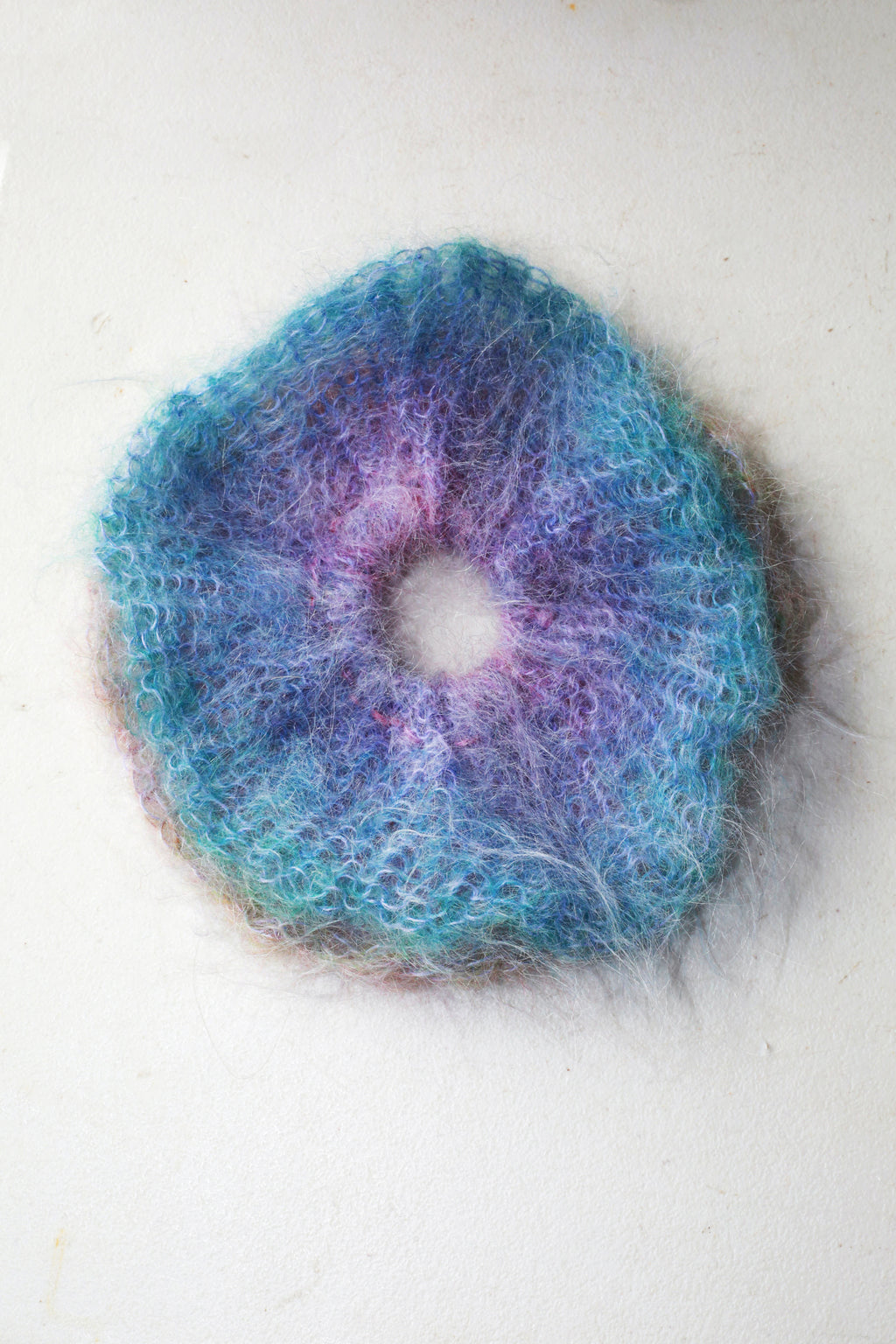 DOUBLE LAYERED MOHAIR SCRUNCHIE - BLUES, PINKS & PURPLES