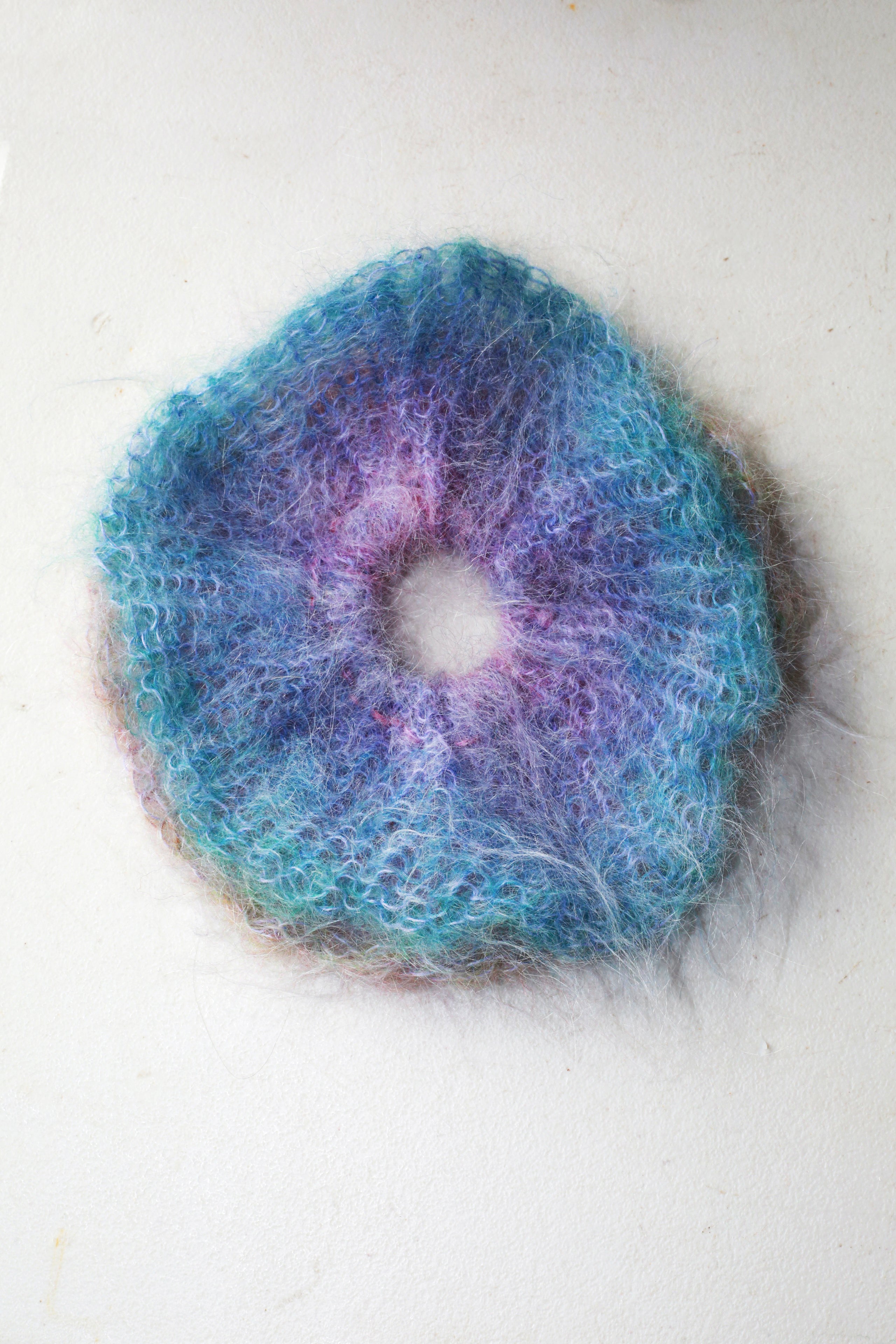 DOUBLE LAYERED MOHAIR SCRUNCHIE - BLUES, PINKS & PURPLES