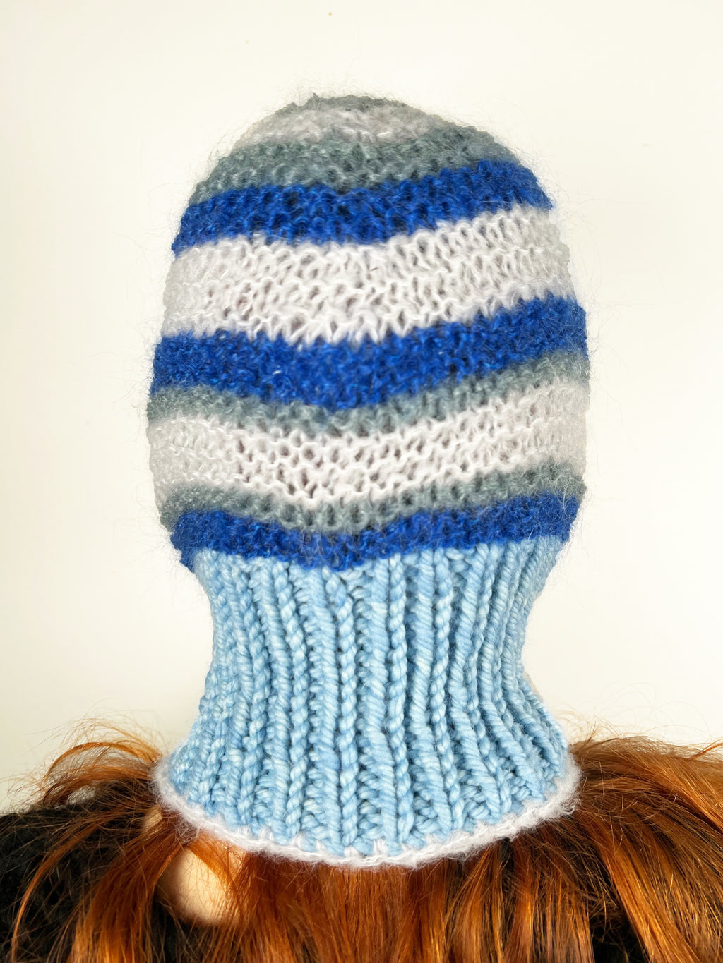 (ONE OF A KIND) BLUE & GREY STRIPE PIERCING BALACLAVA