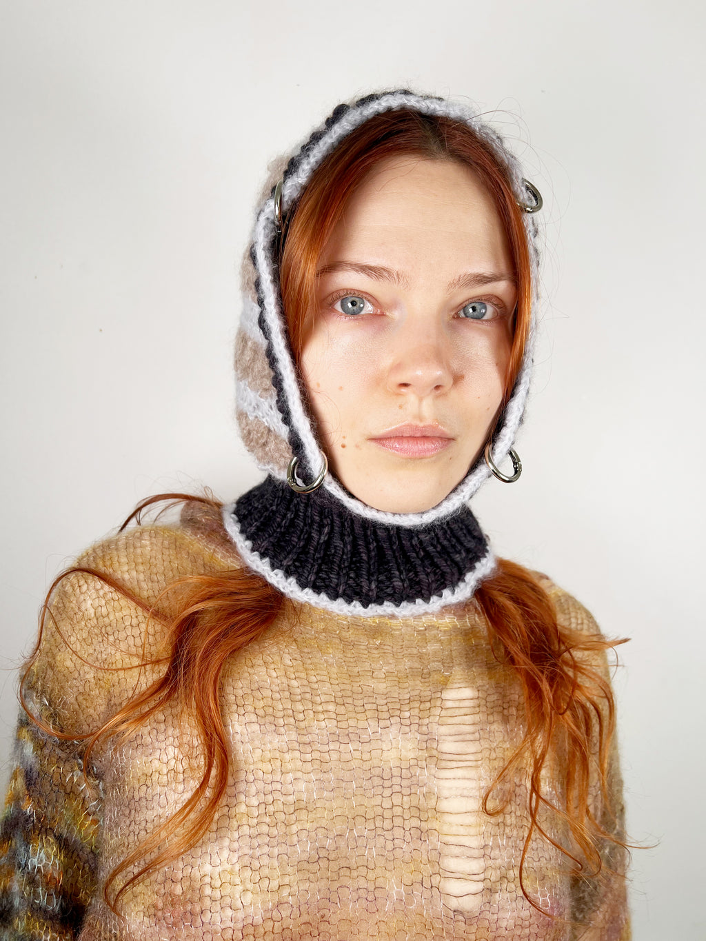 (TWO AVAILABLE) GREY, BEIGE & BLACK PIERCING BALACLAVA