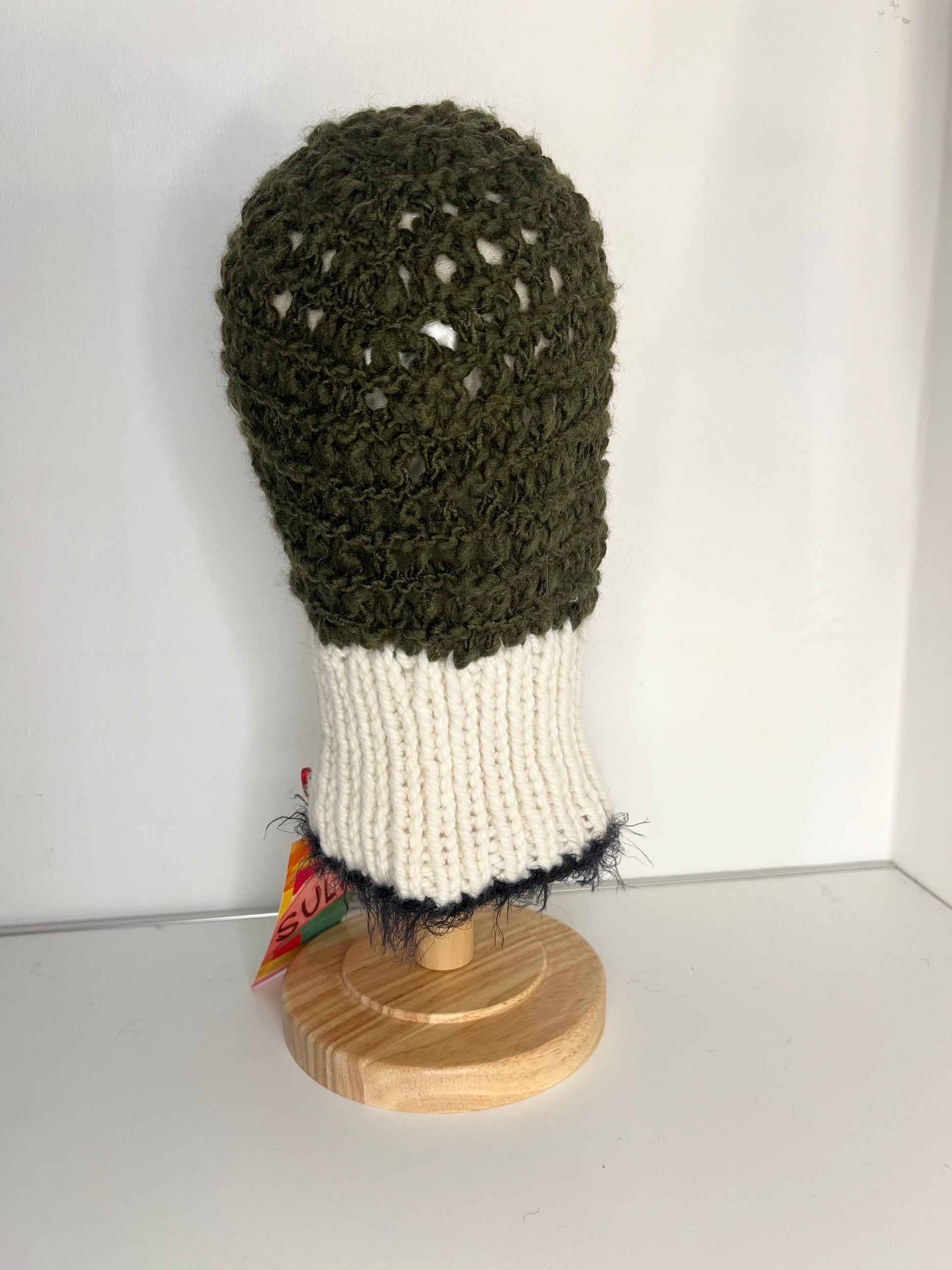 (ONE OF A KIND) WHITE, KHAKI & BLACK PIERCING BALACLAVA