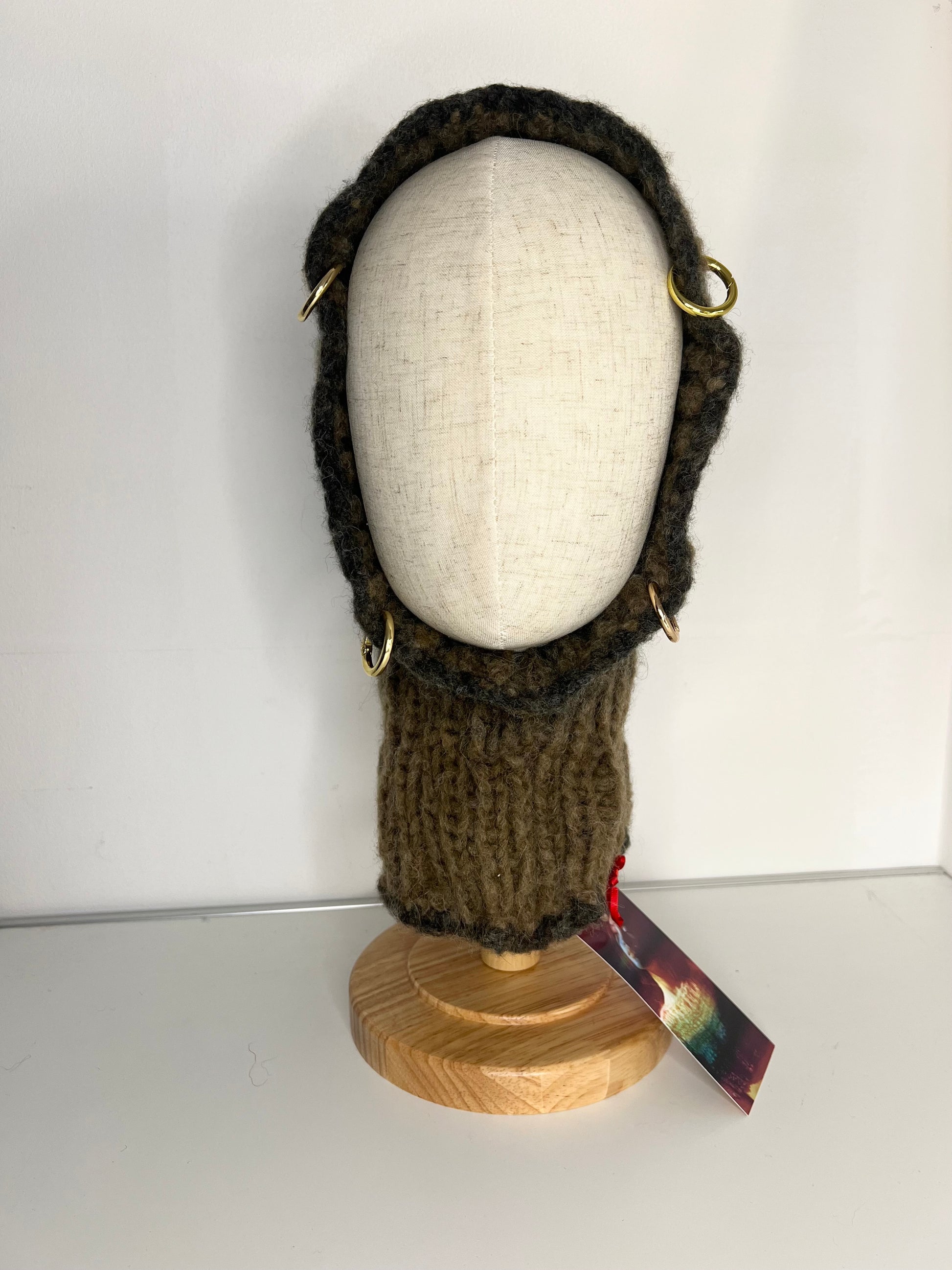 (ONE OF A KIND) BROWN & BLACK MELANGE PIERCING BALACLAVA