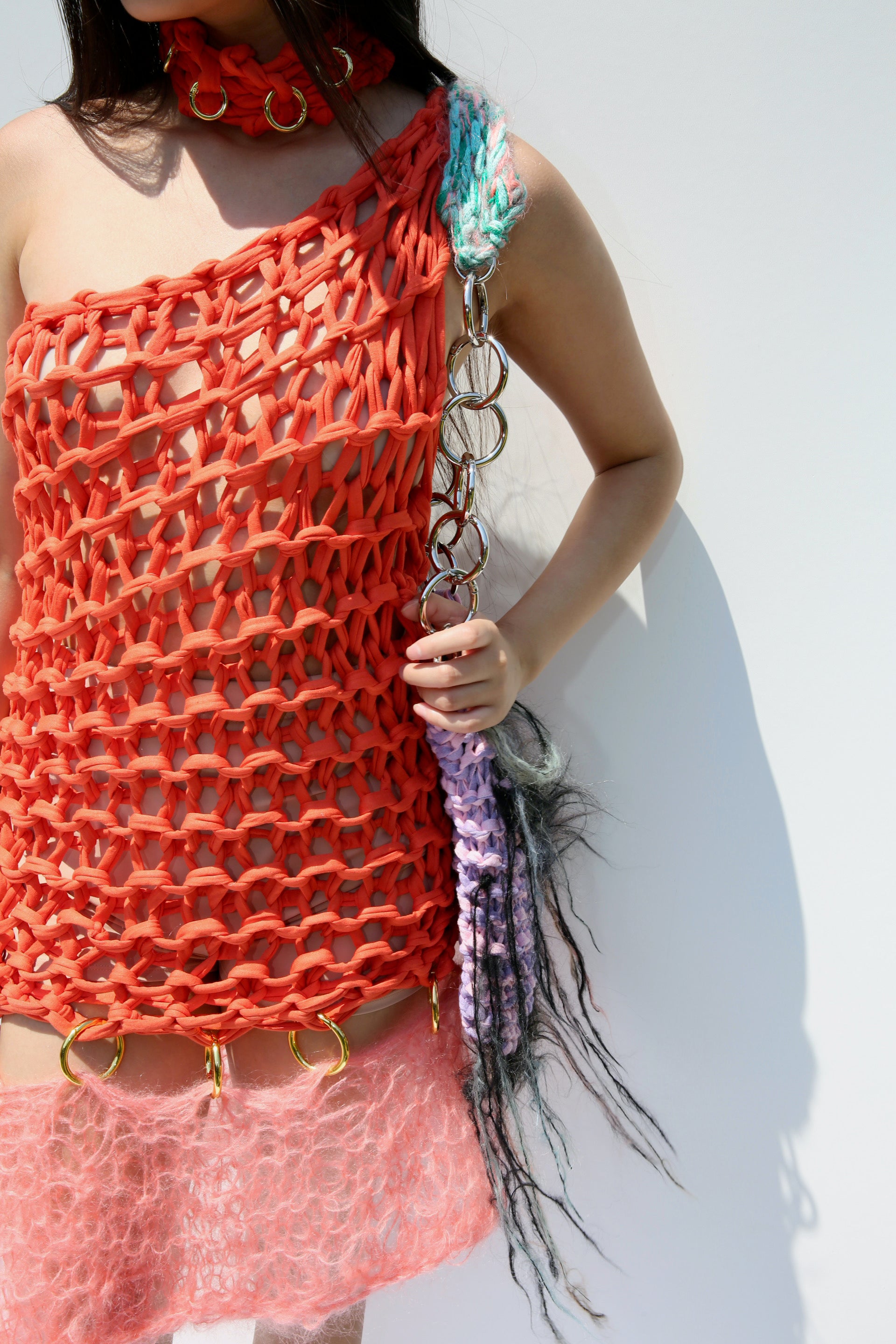 PURPLE AURAS COTTON KNITTED BAG