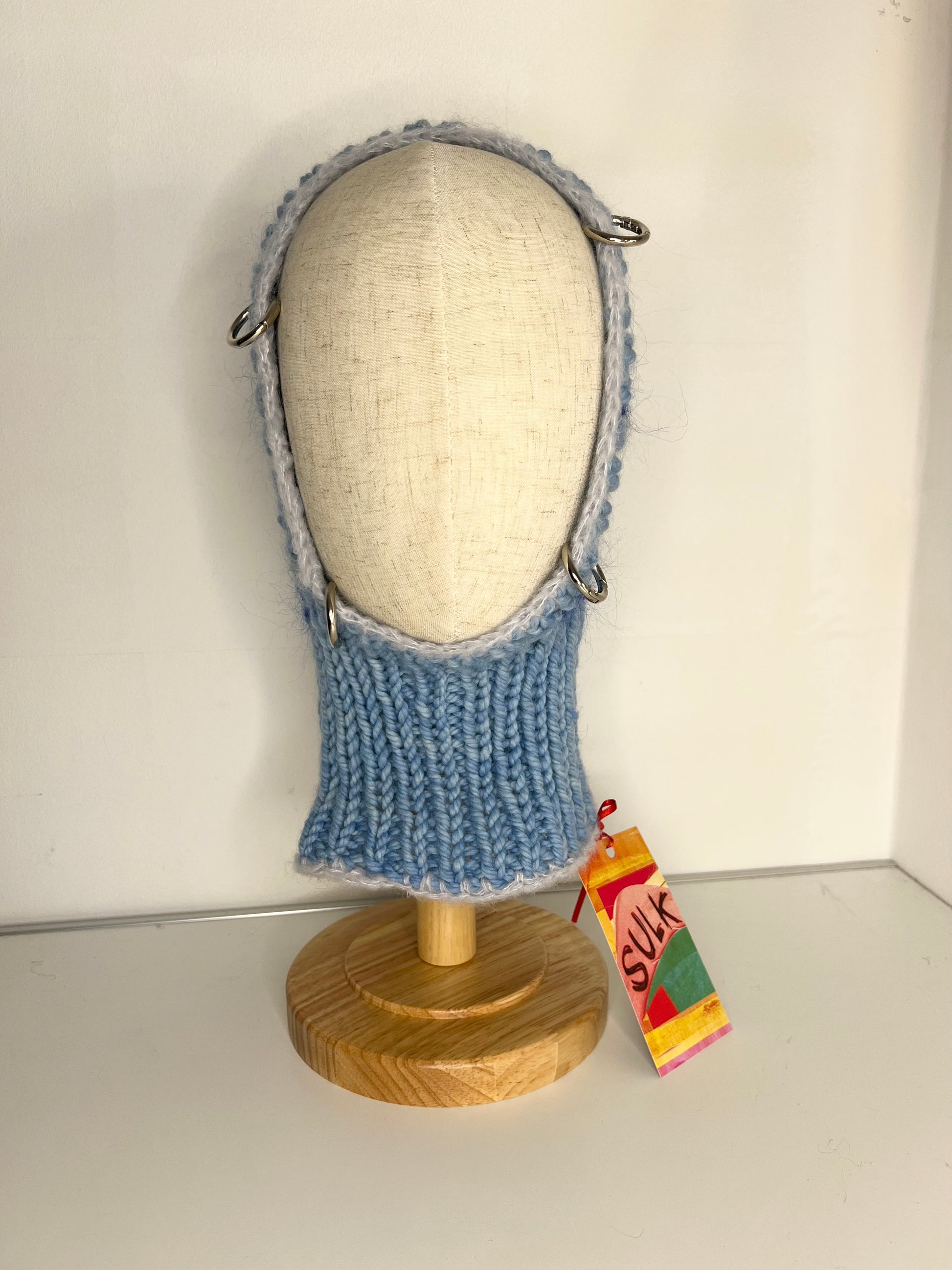 (ONE OF A KIND) BLUE & GREY STRIPE PIERCING BALACLAVA