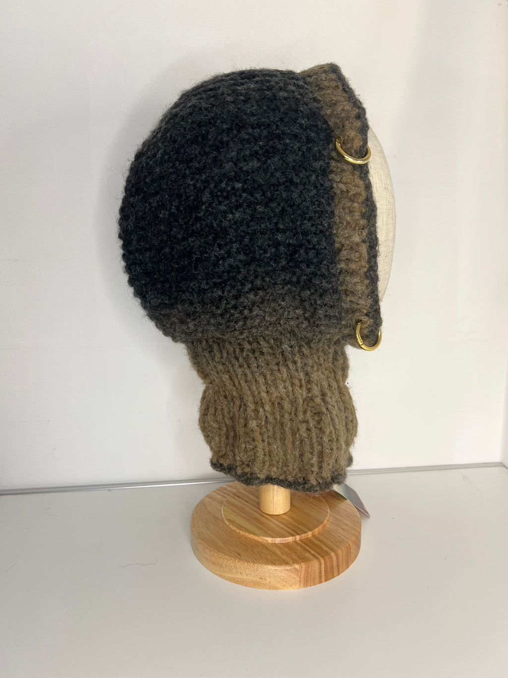 (ONE OF A KIND) BROWN & BLACK MELANGE PIERCING BALACLAVA