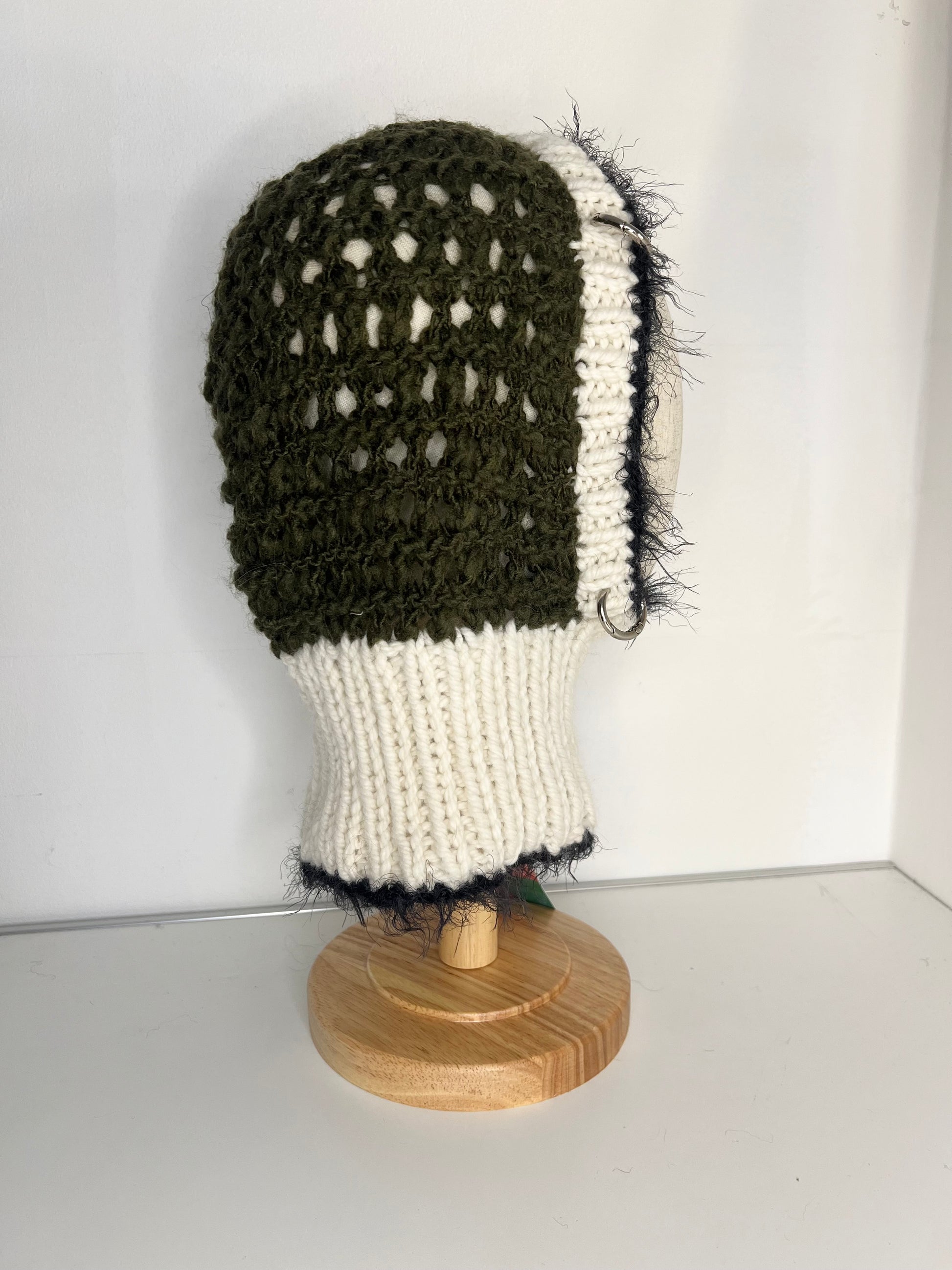 (ONE OF A KIND) WHITE, KHAKI & BLACK PIERCING BALACLAVA