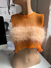 Load image into Gallery viewer, ORANGE YOU GLAD COTTON &amp; MOHAIR NET TOP
