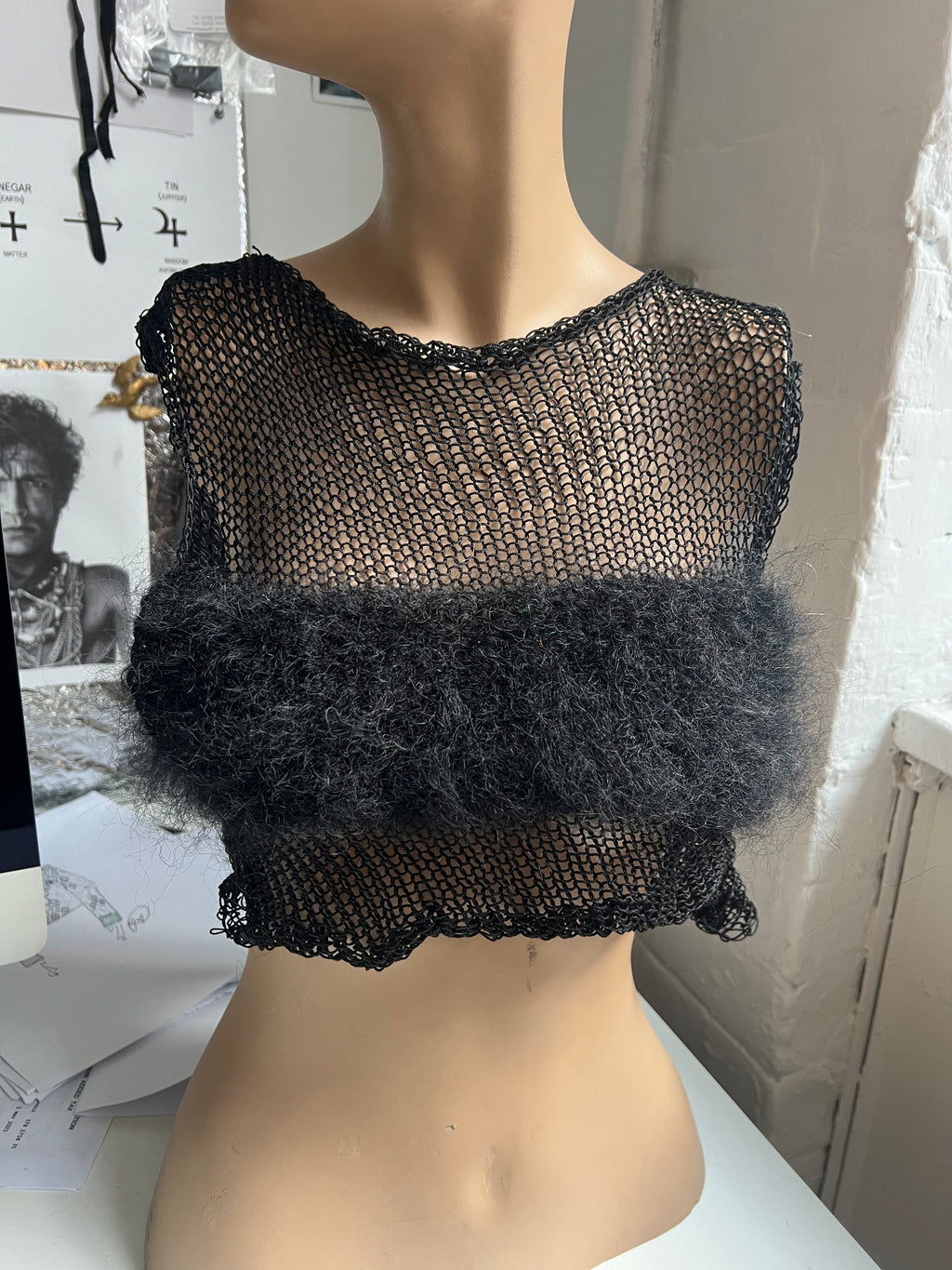 DARK AS THE NIGHT COTTON & MOHAIR NET TOP