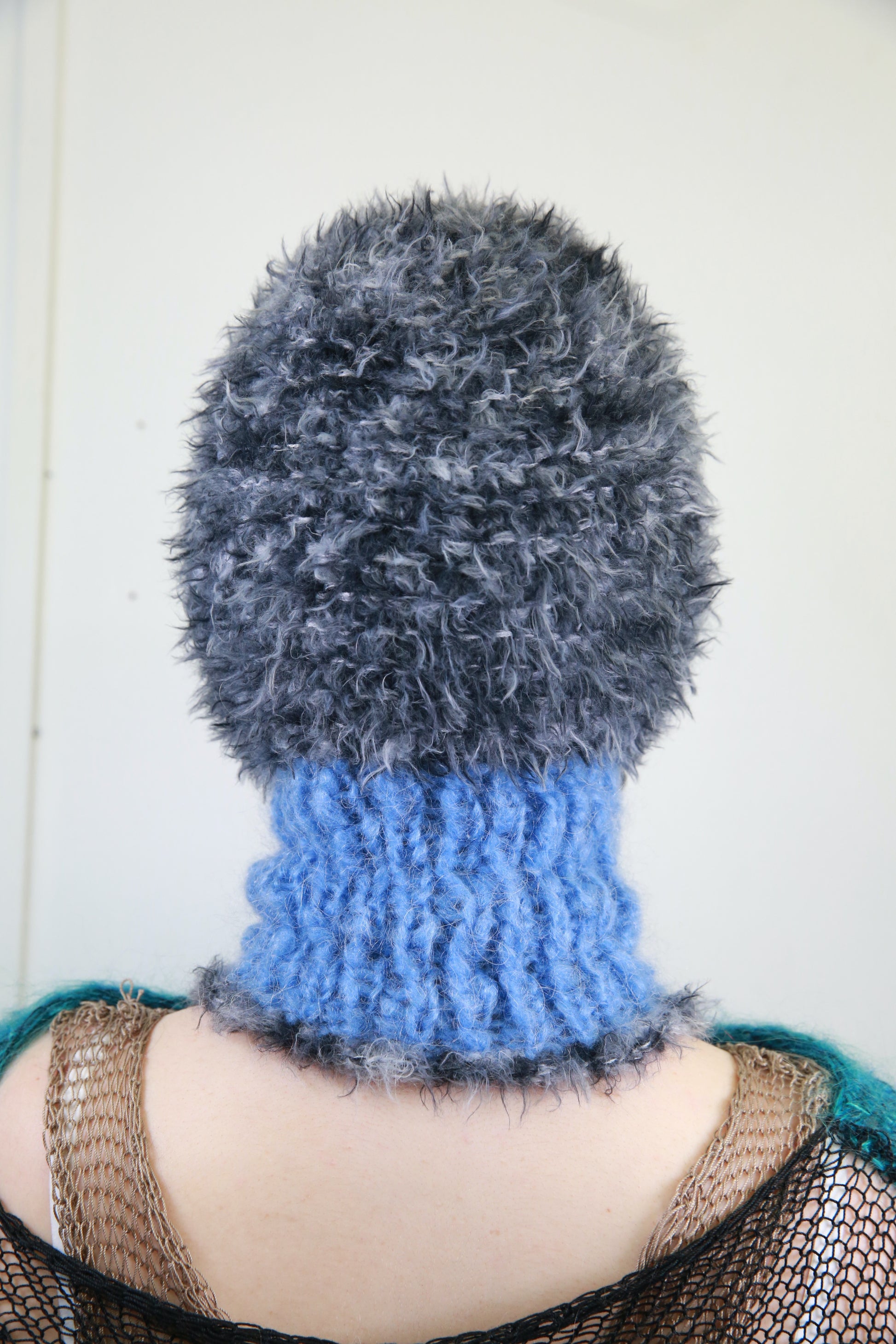 SKY BLUE AND BLACK-WHITE MELANGE PIERCING BALACLAVA