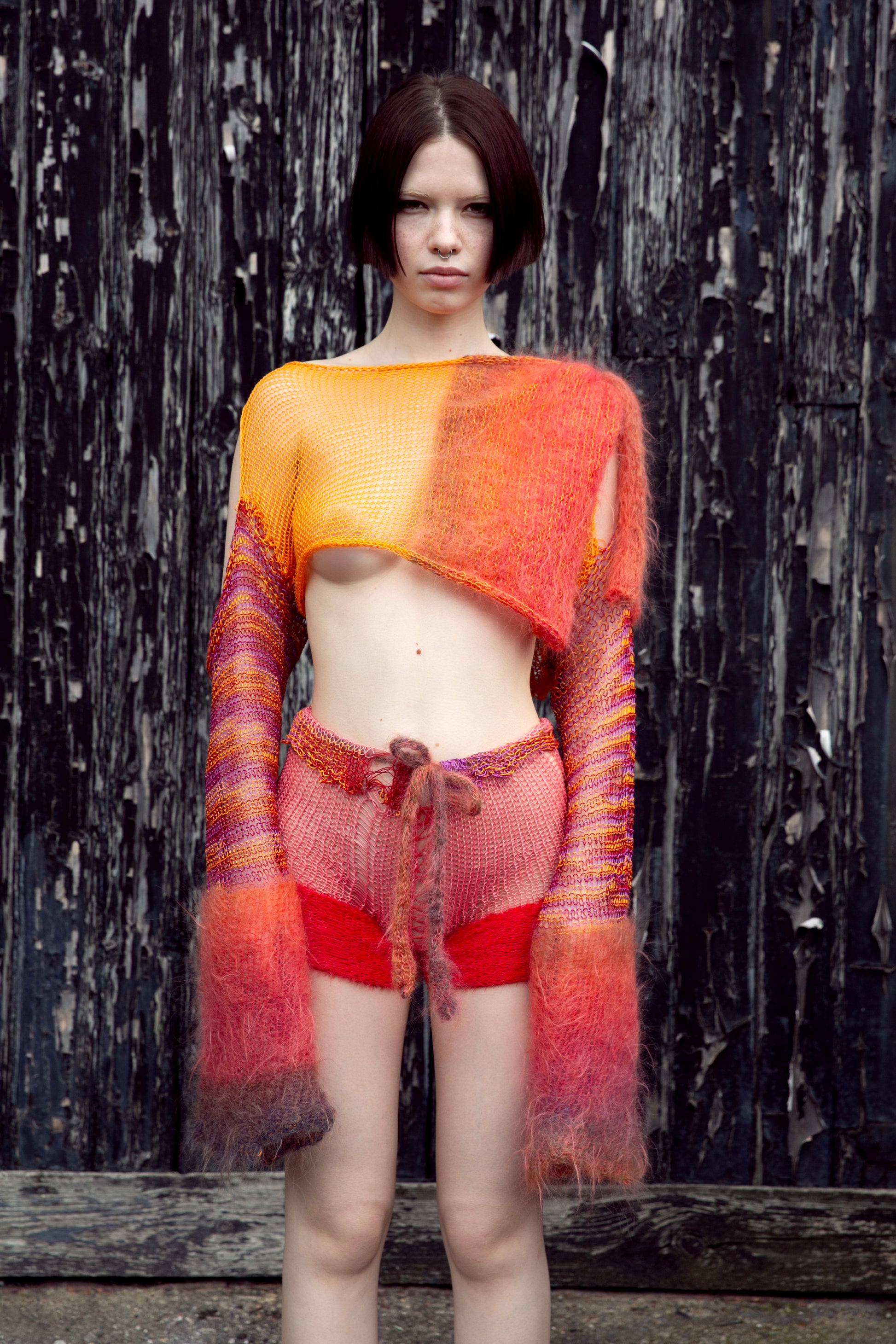SAN FRANCISCO SUNSET COTTON & MOHAIR NET TOP