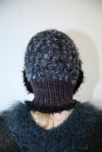 Load image into Gallery viewer, BLACK &amp; WHITE MELANGE WITH BLACK EYELASH TRIM PIERCING BALACLAVA
