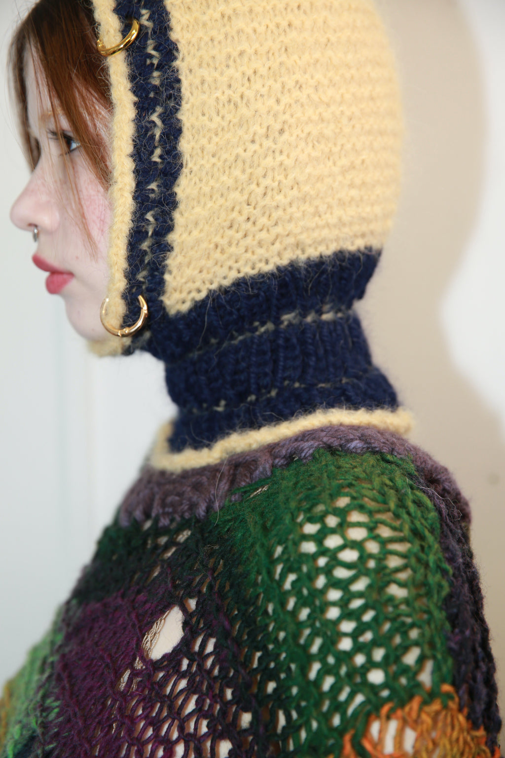 NAVY AND BUTTERSCOTCH YELLOW PIERCING BALACLAVA