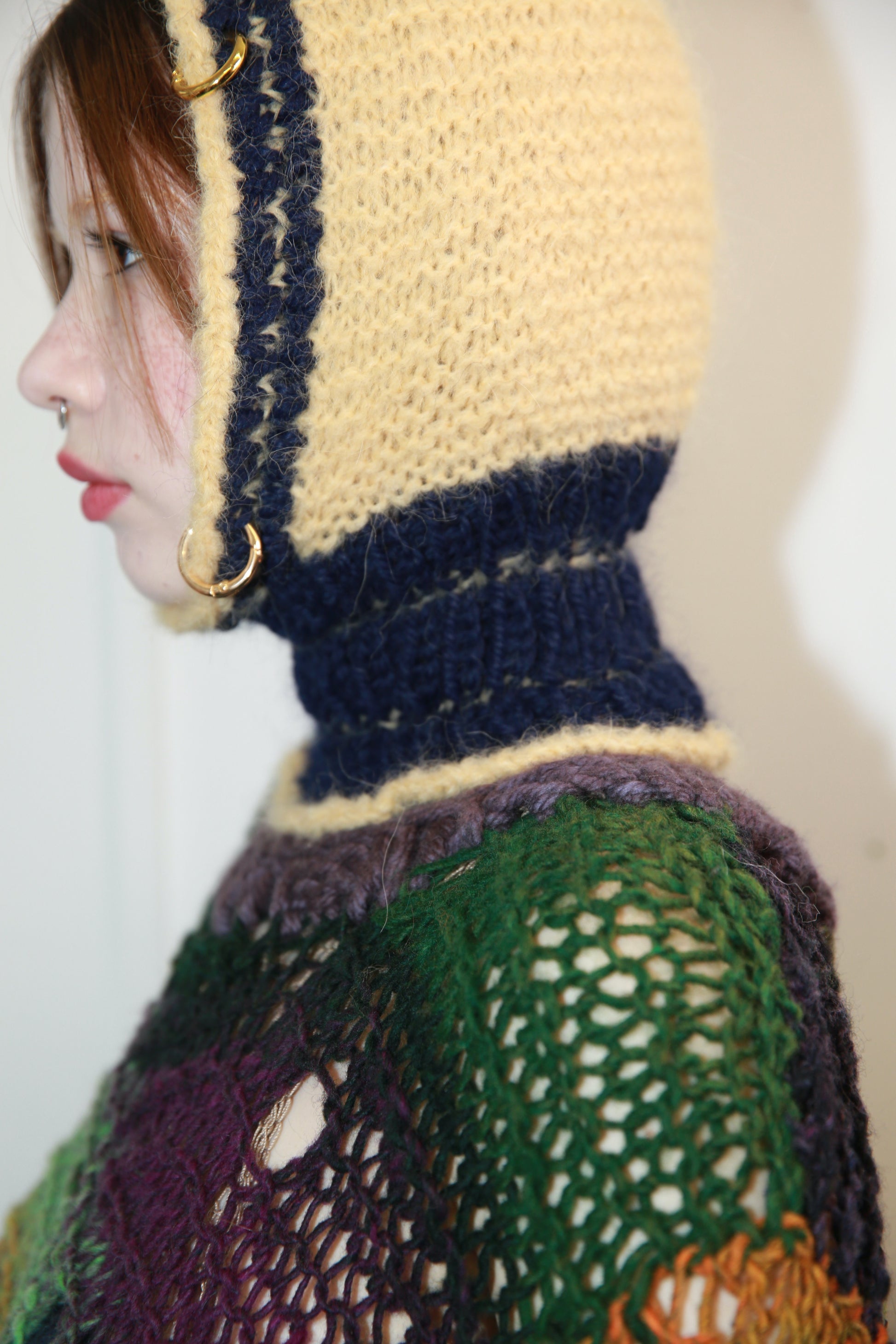 NAVY AND BUTTERSCOTCH YELLOW PIERCING BALACLAVA