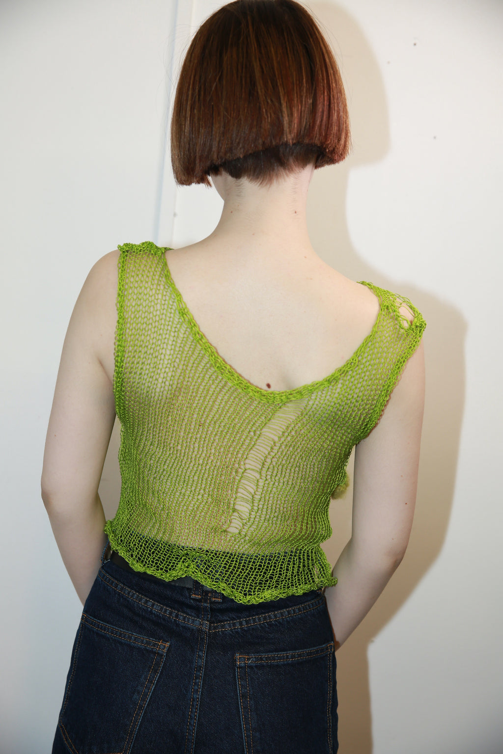 GREEN DREAMS COTTON & MOHAIR NET TOP