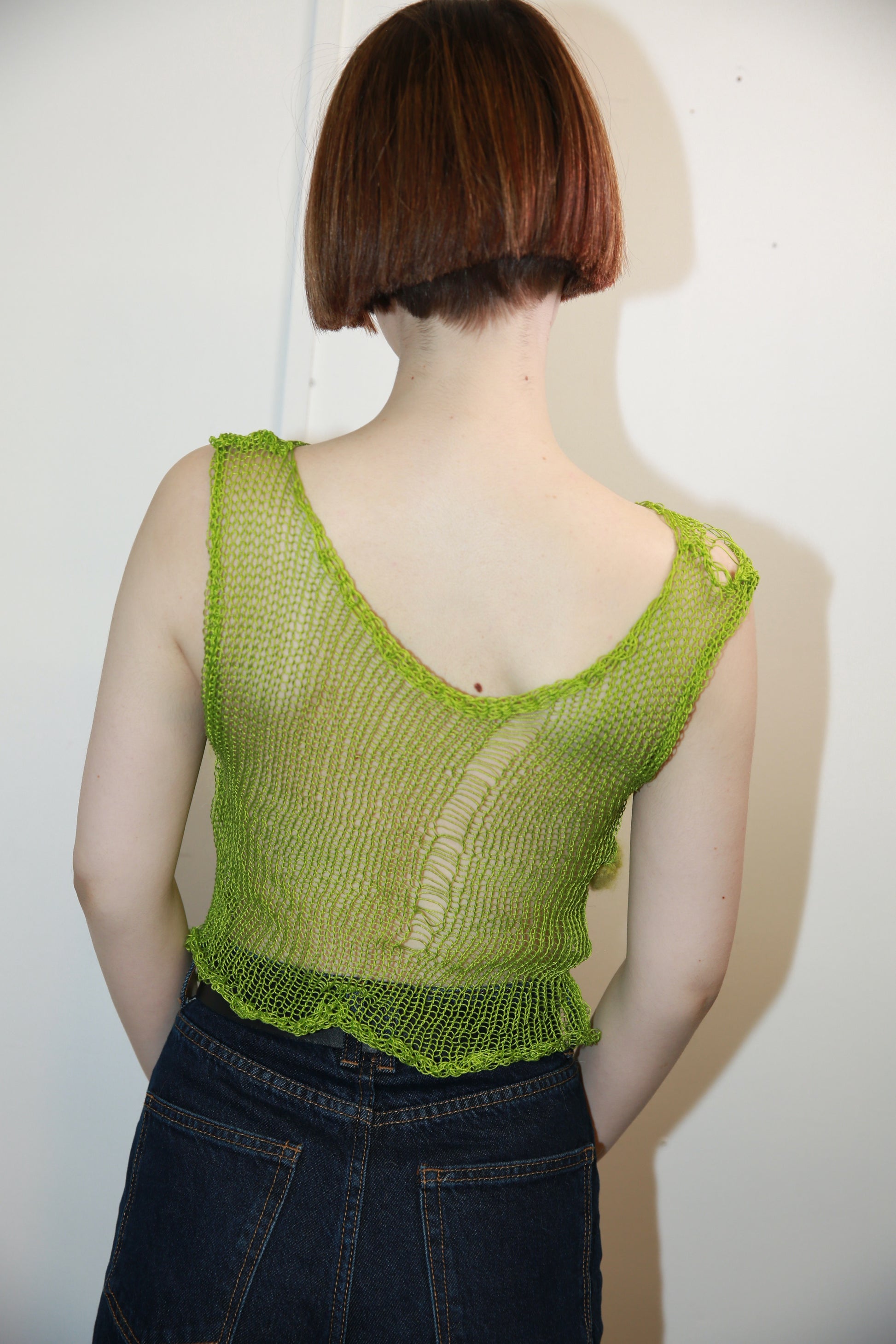 GREEN DREAMS COTTON & MOHAIR NET TOP