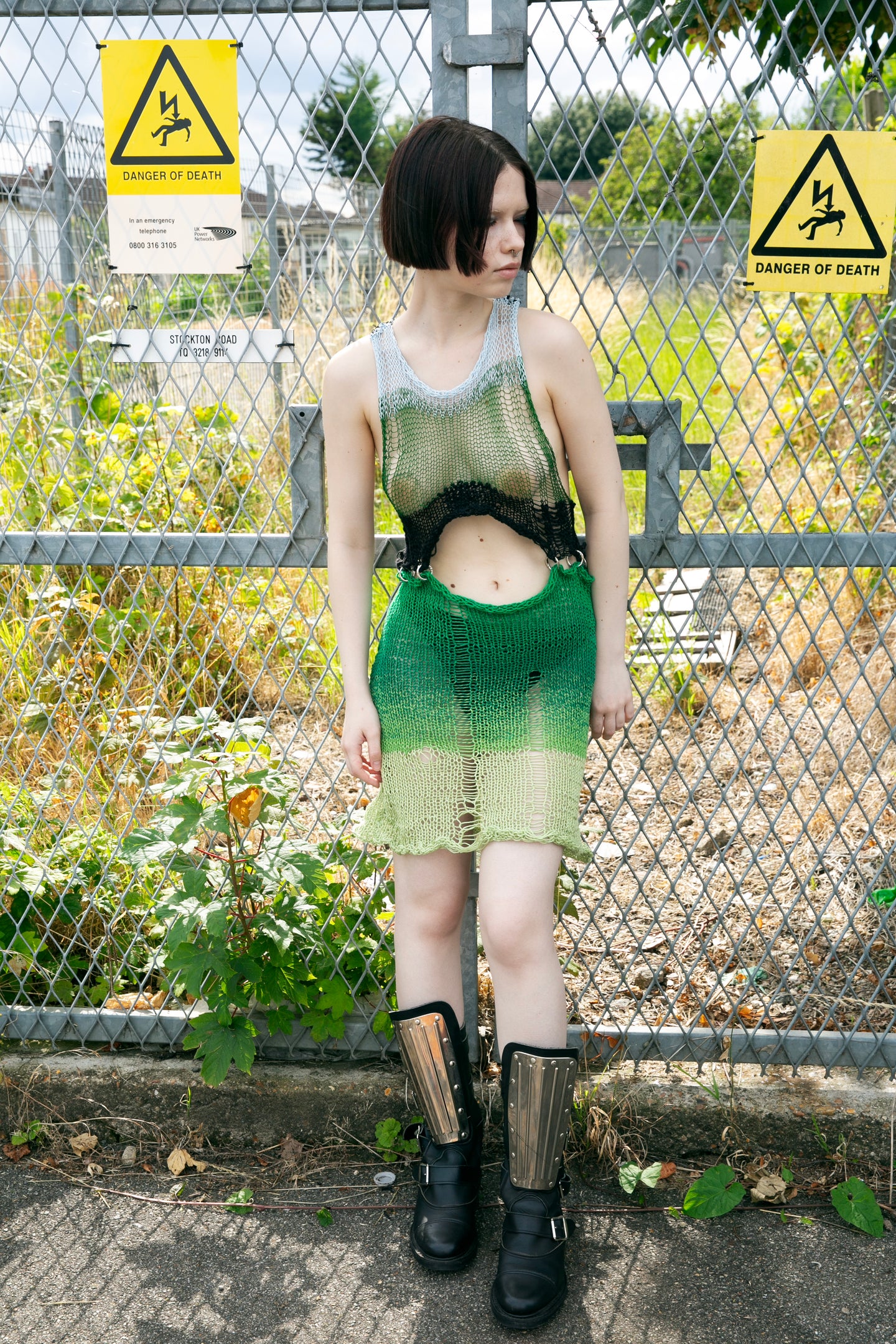 MEAN GREEN MACHINE COTTON PIERCING DRESS