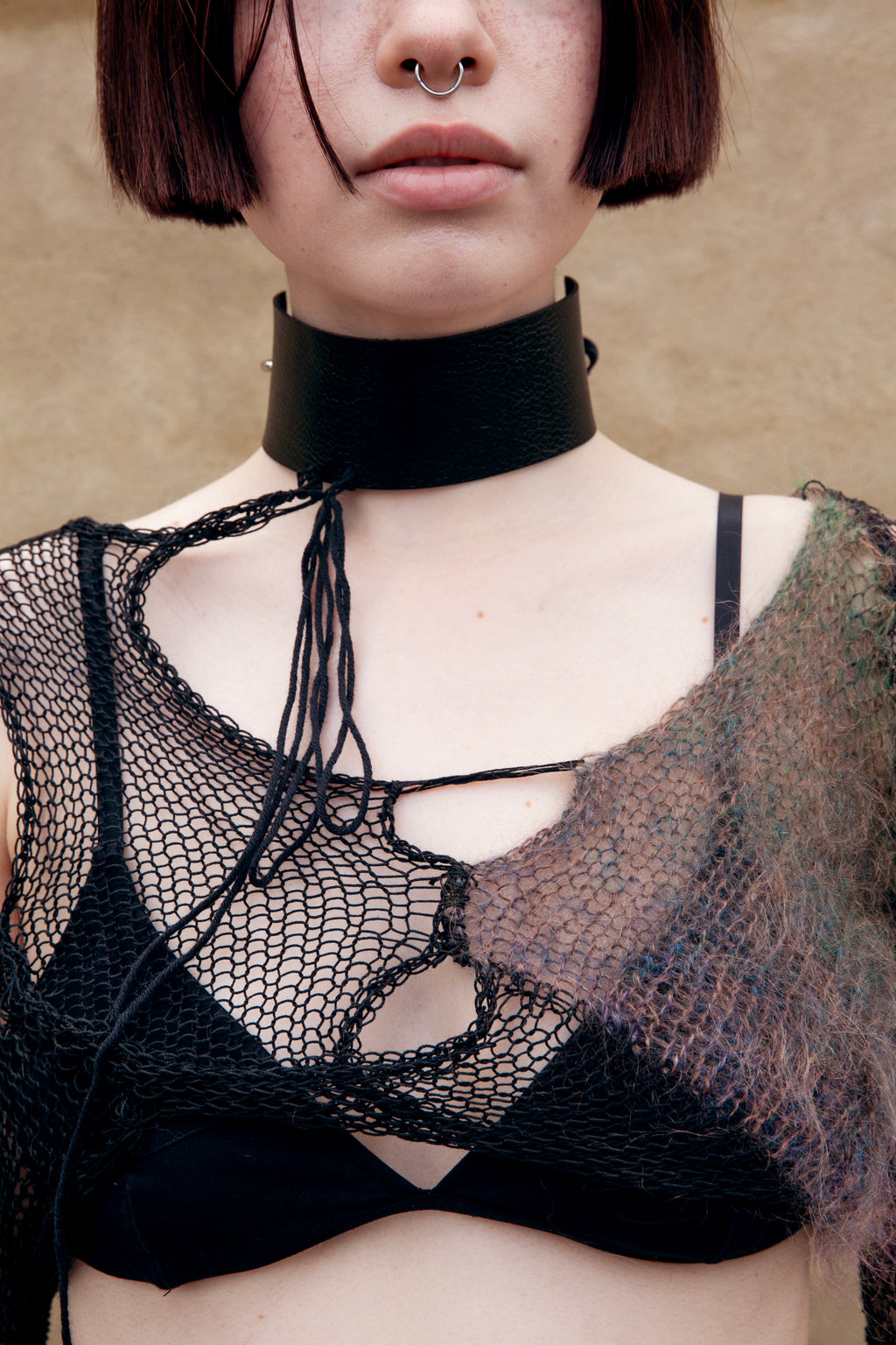 NO WAY BACK COTTON & MOHAIR NET TOP